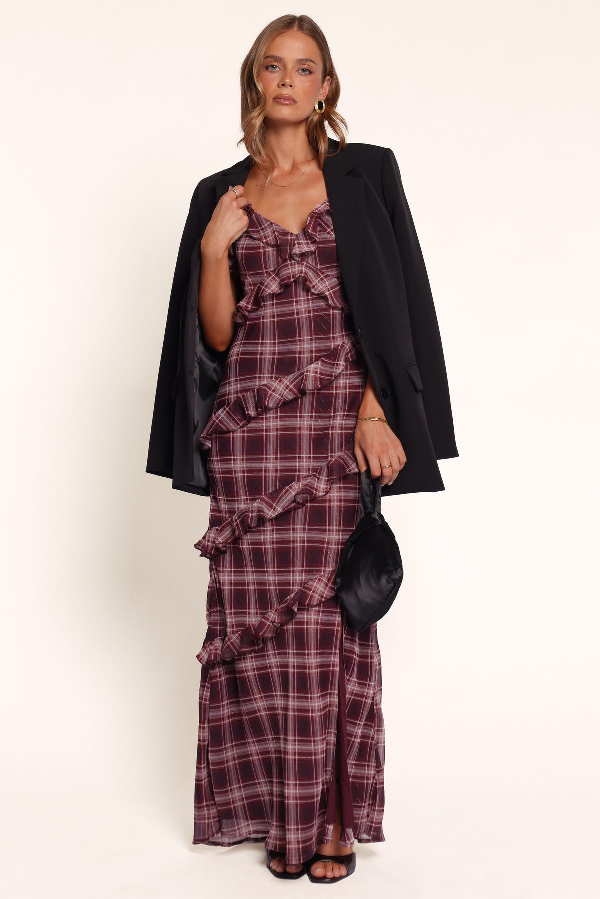DRESSES Jianna Maxi Dress - Burgundy Plaid
