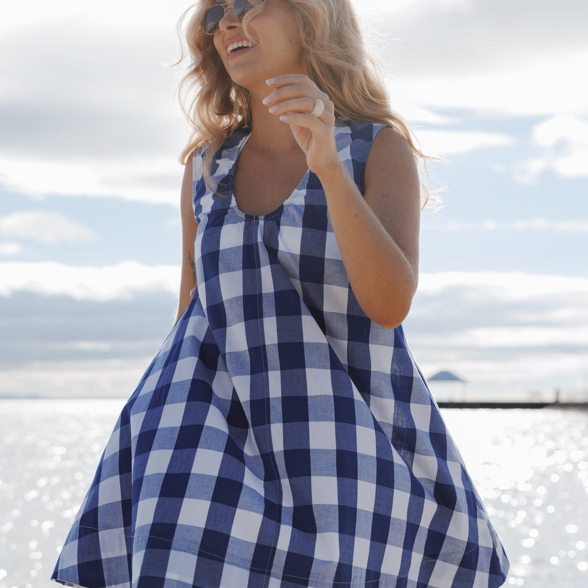 blue checkered mini dress Jorah Mini Dress
