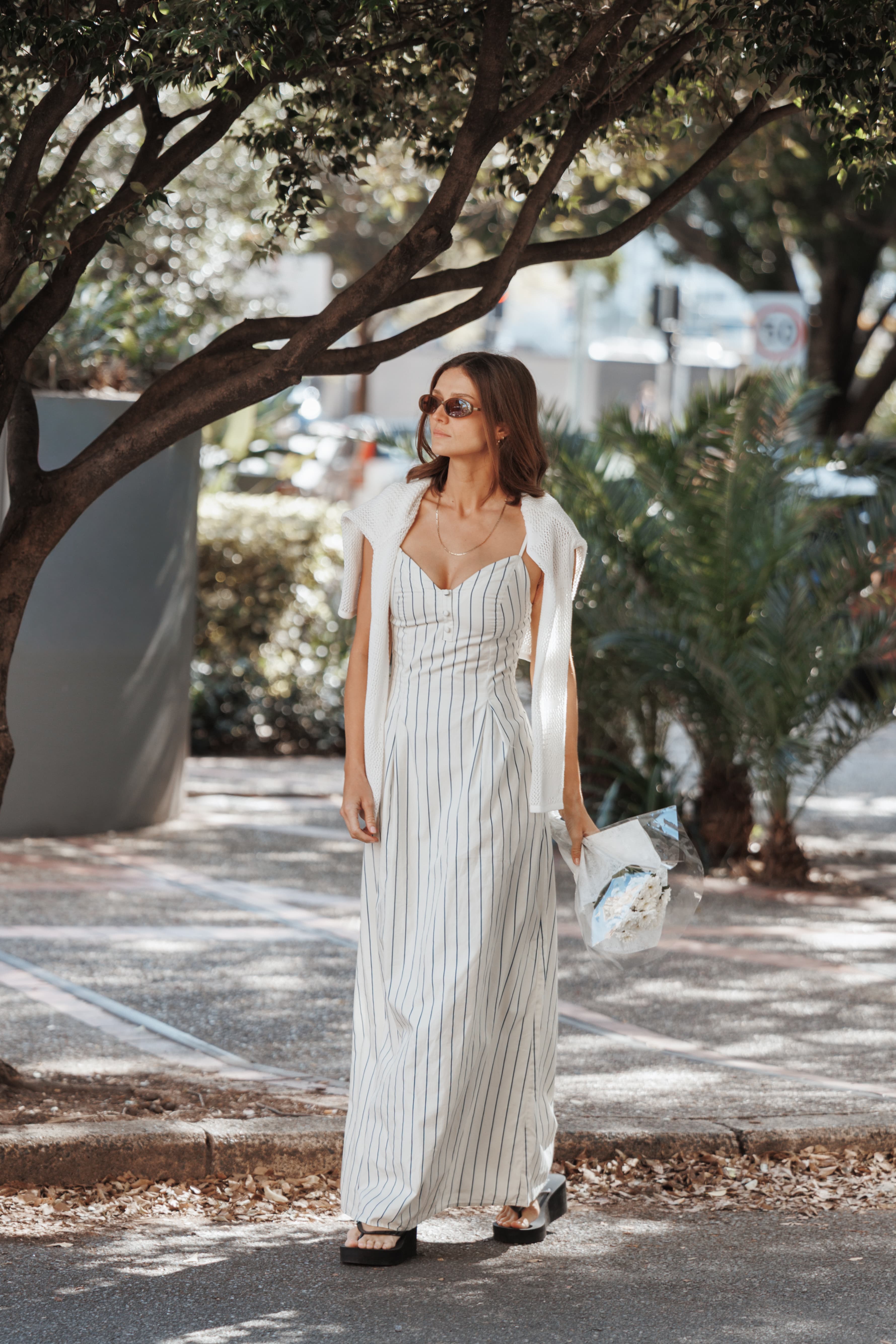 DRESSES Jordin Maxi Dress - Ivory/Blue Stripe