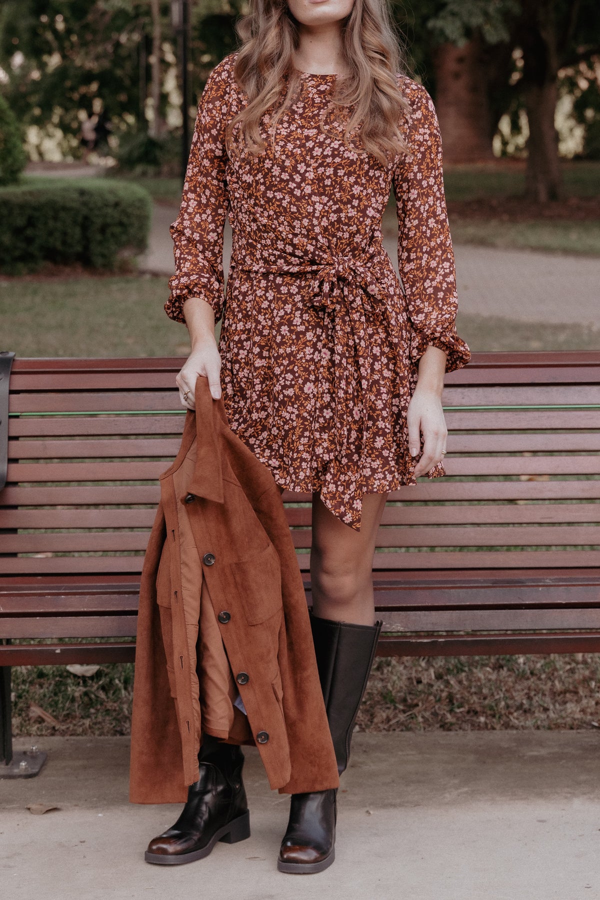 DRESSES Kaylie Mini Dress - Brown Ditsy Floral