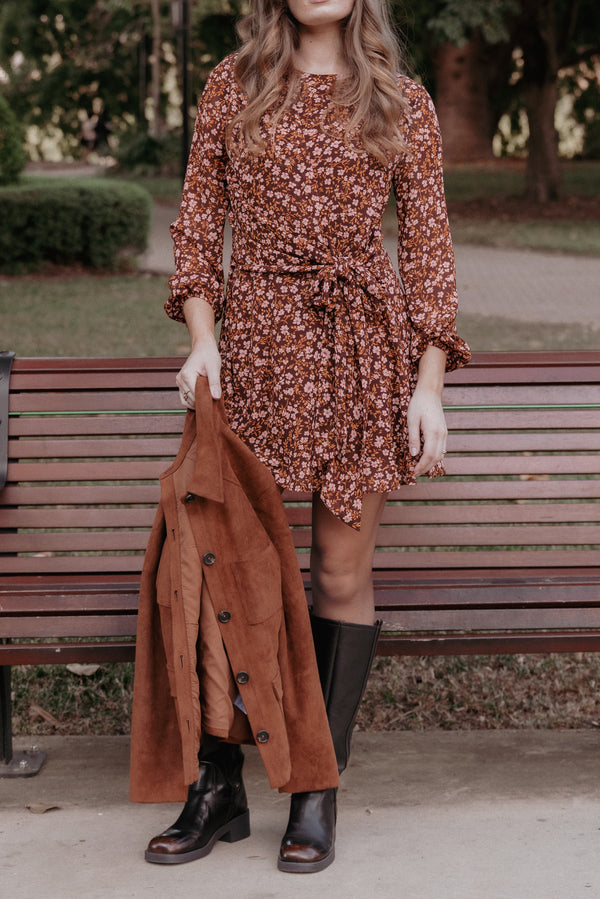 DRESSES Kaylie Mini Dress - Brown Ditsy Floral