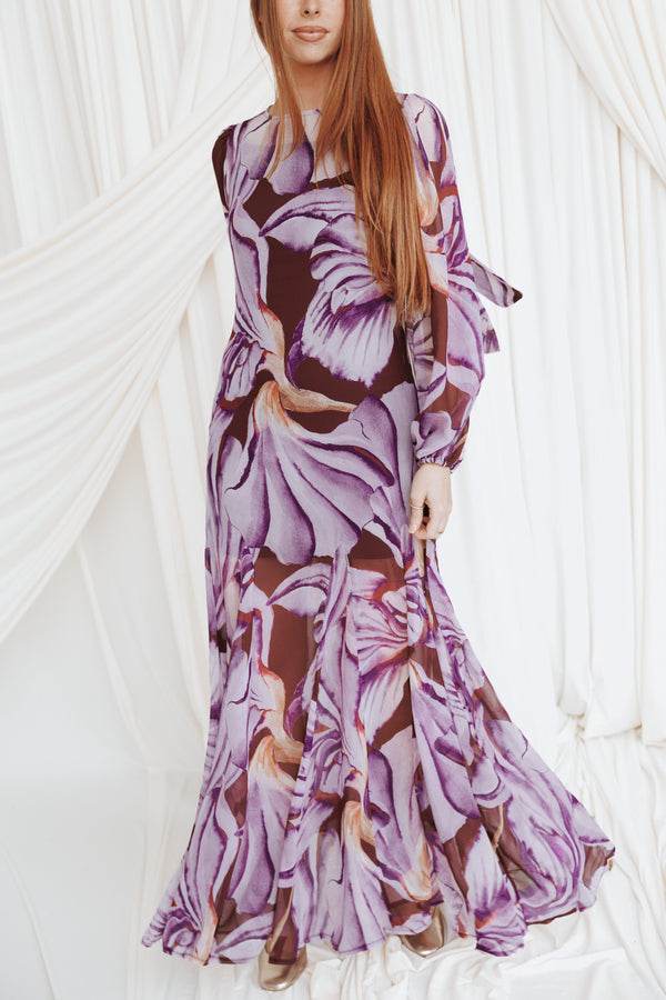 DRESSES Keani Long Sleeve Maxi Dress - Plum Floral