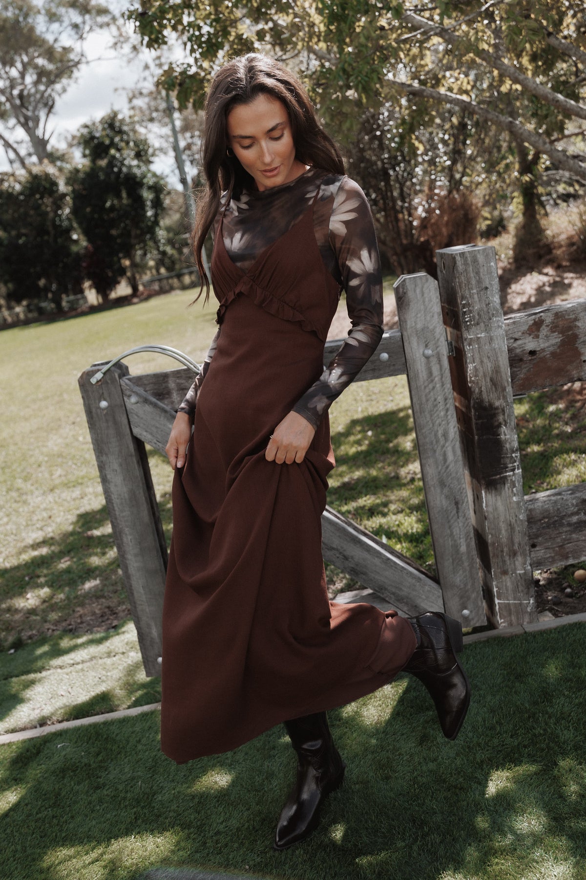 DRESSES Lorella Midi Dress - Dark Brown