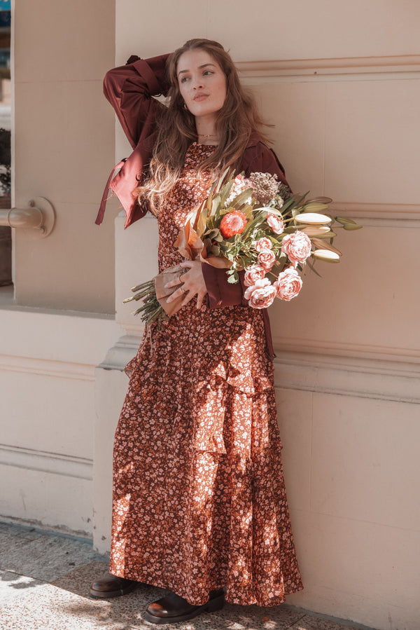 DRESSES Lorrie Maxi Dress - Brown Ditsy Floral