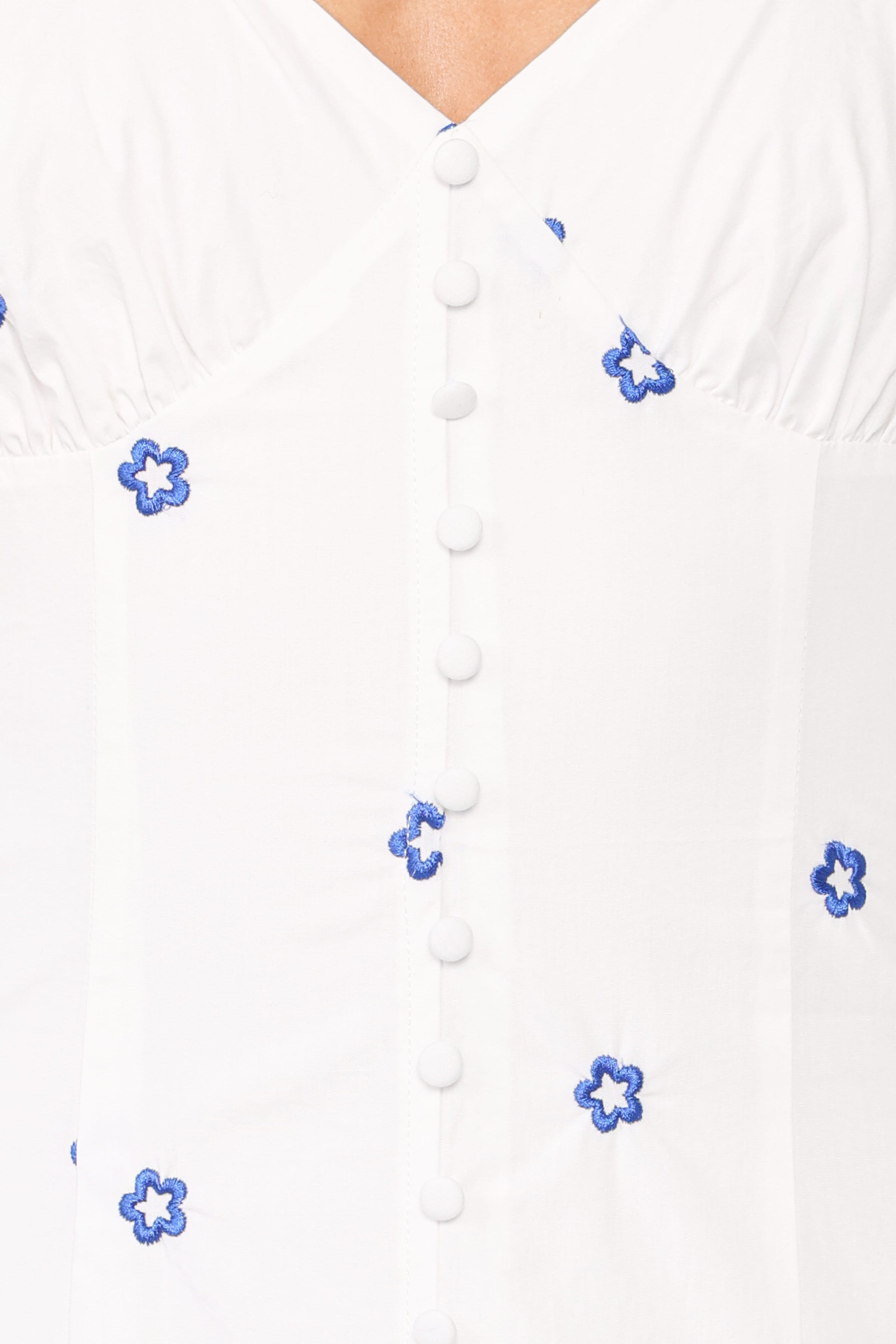 DRESSES Luellen Embroidered Daisy Midi Dress - White