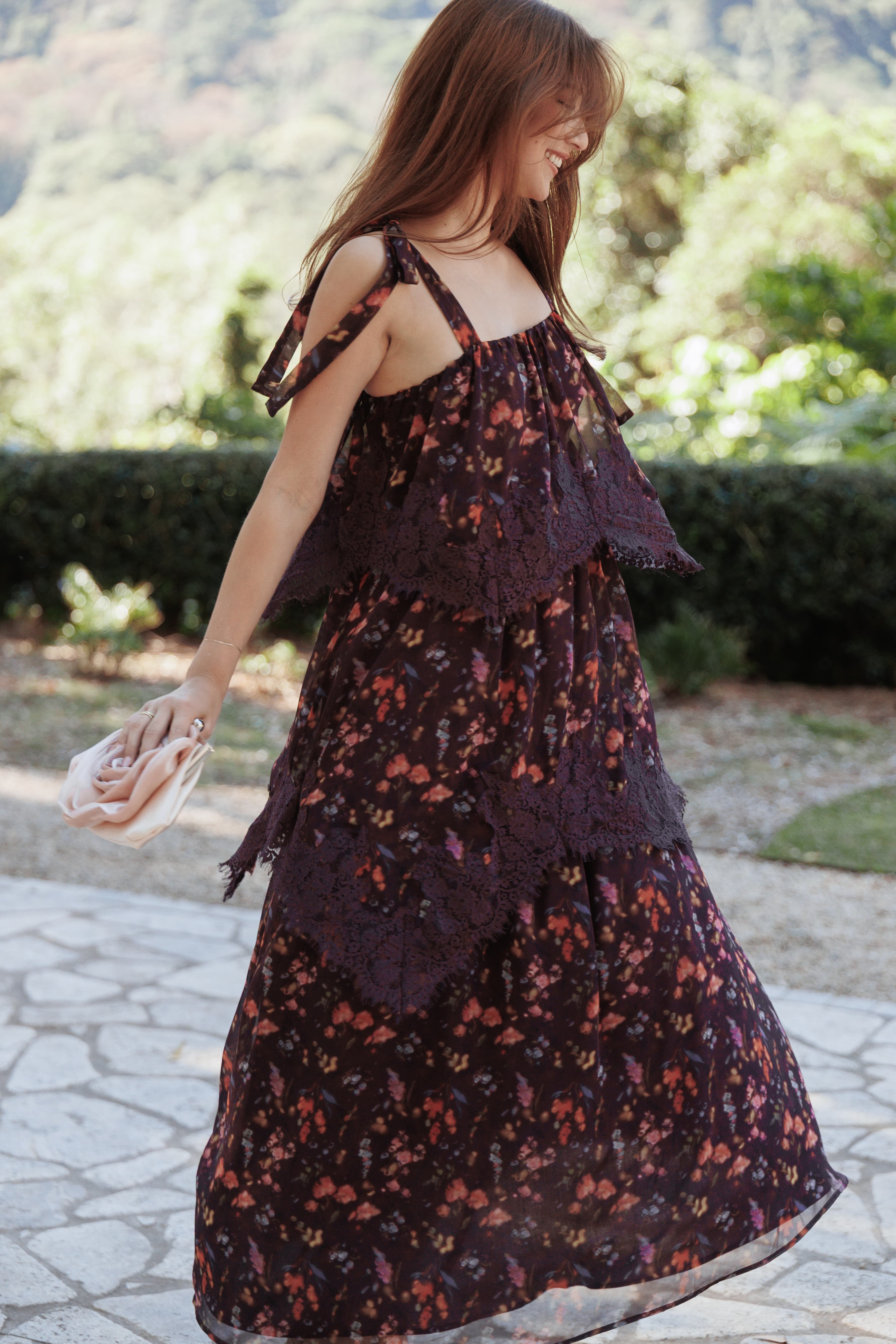 DRESSES Lunella Maxi Dress - Plum Blurred Floral
