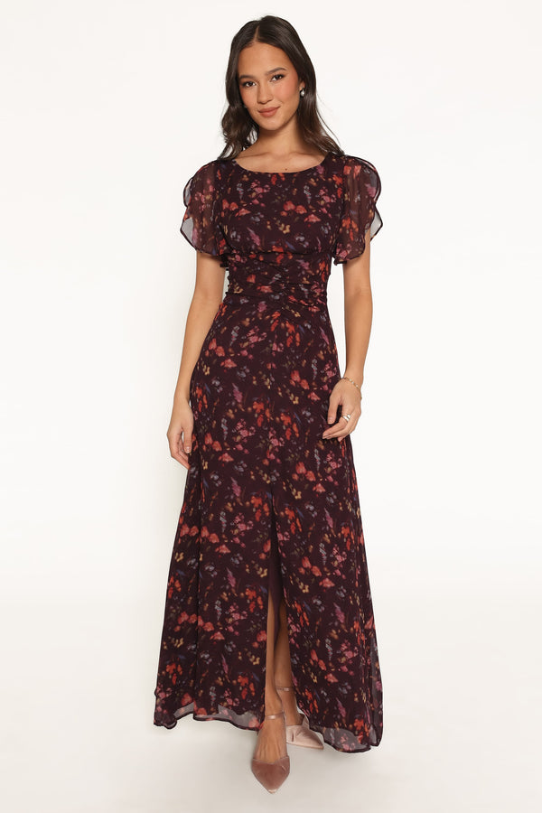 DRESSES Magdalena Maxi Dress - Plum Blurred Floral