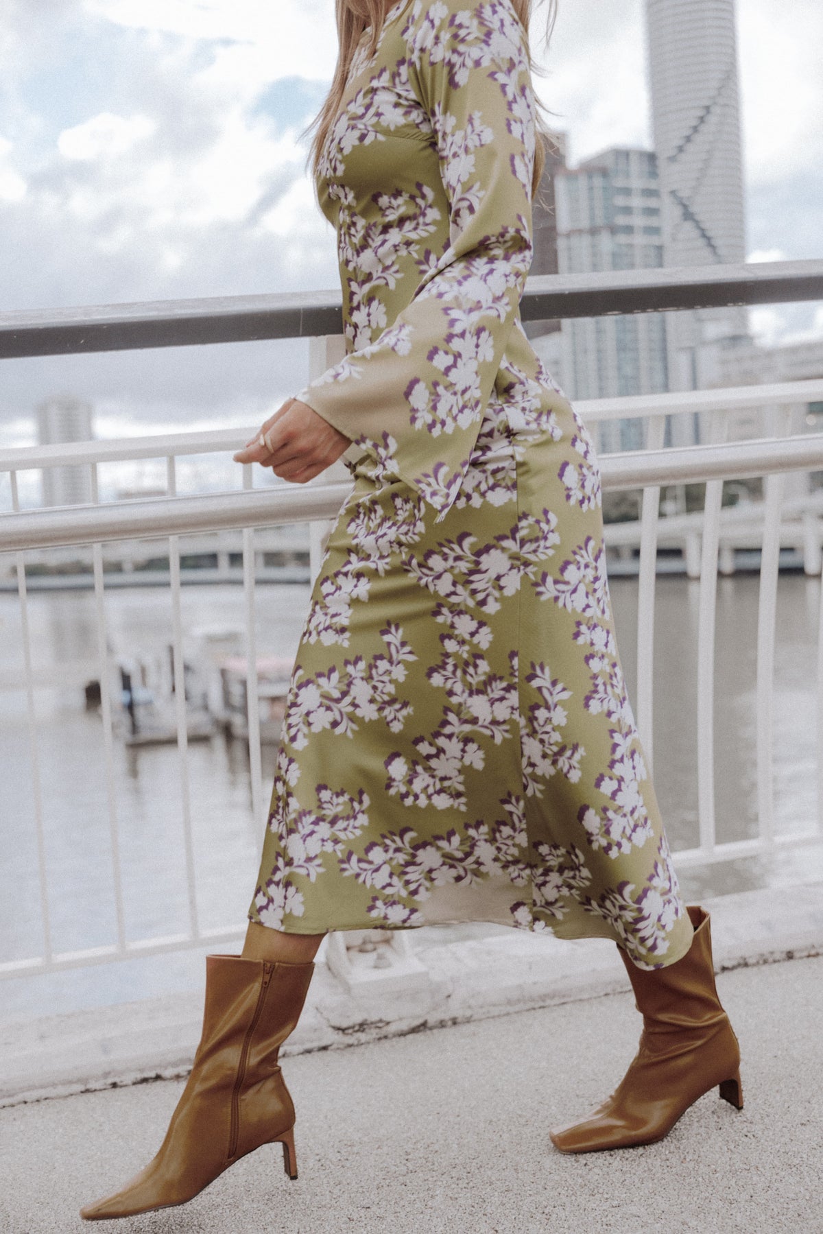 DRESSES Maia Long Sleeve Maxi Dress - Green Rum Floral
