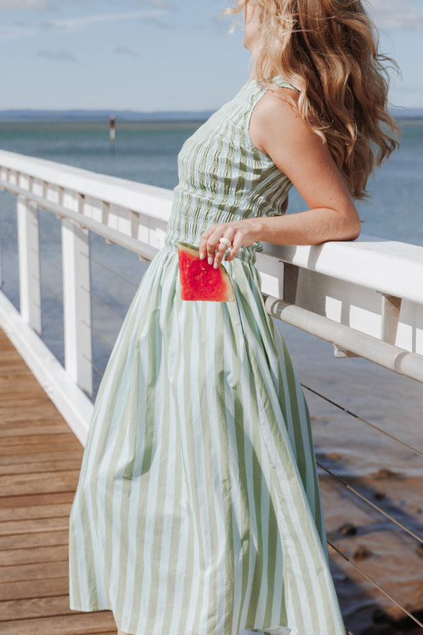 DRESSES Maleny Maxi Dress - Blue/Green Stripe