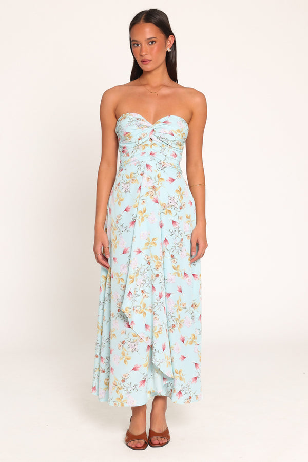 DRESSES Marta Strapless Midi Dress - Blue Floral