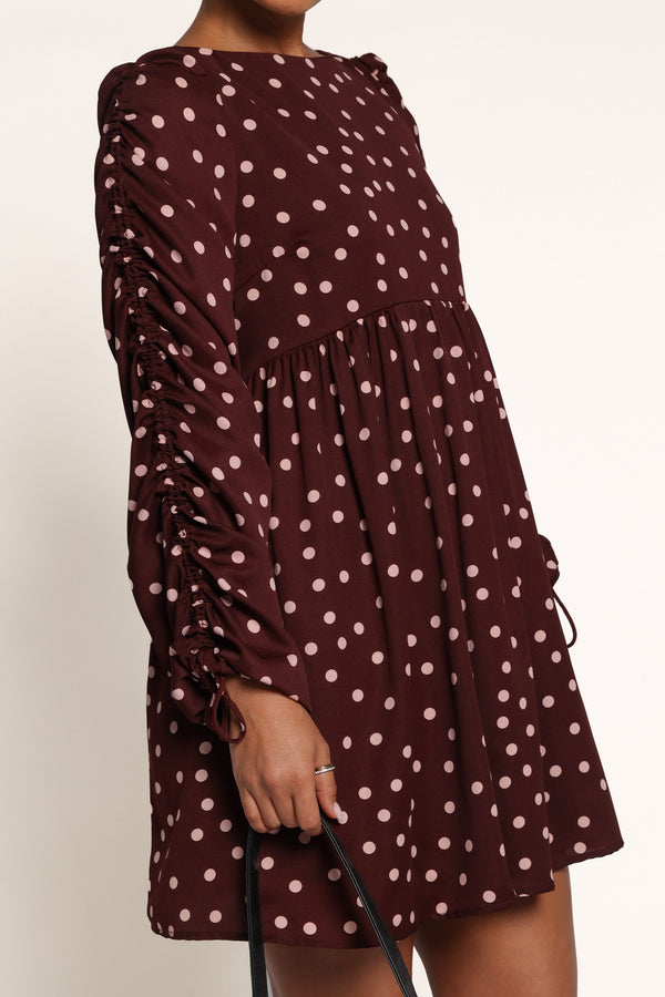 DRESSES Micaela Long Sleeve Mini Dress - Cherry Polka Dot