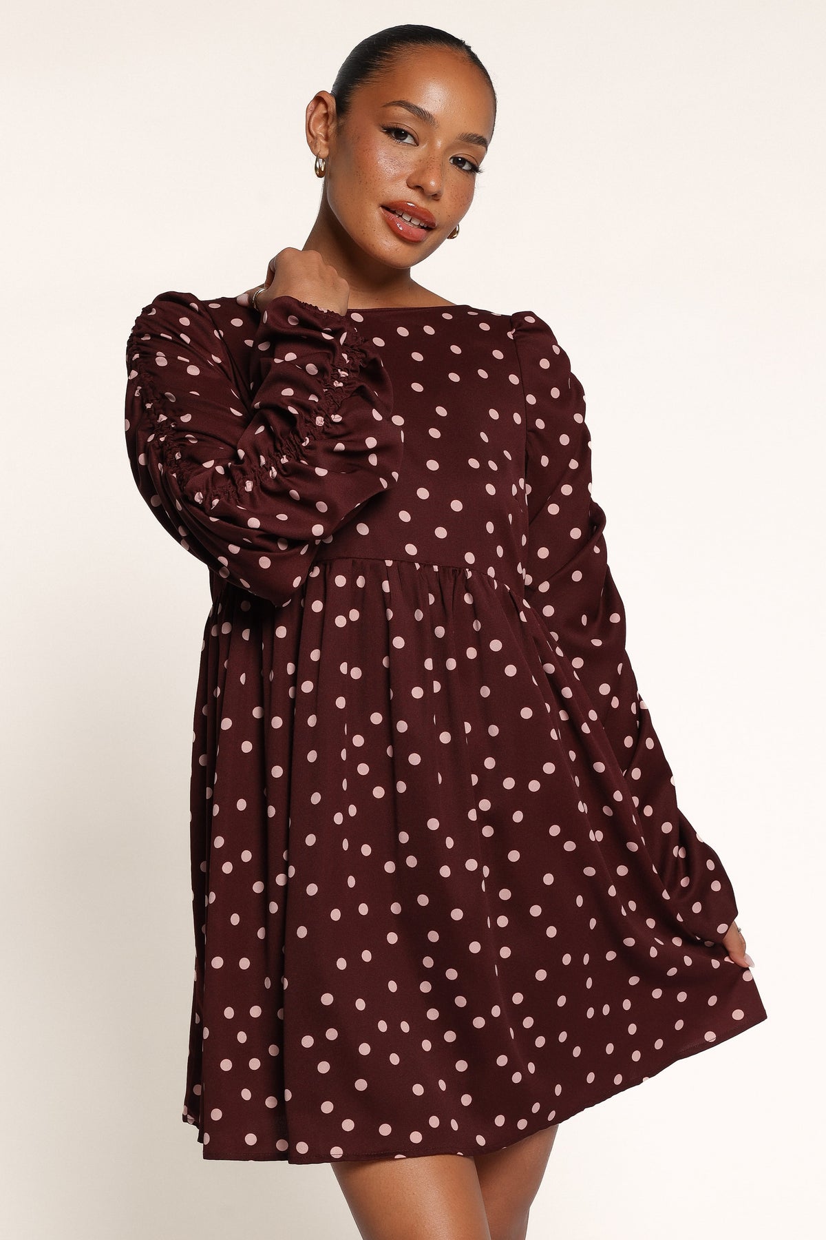 DRESSES Micaela Long Sleeve Mini Dress - Cherry Polka Dot