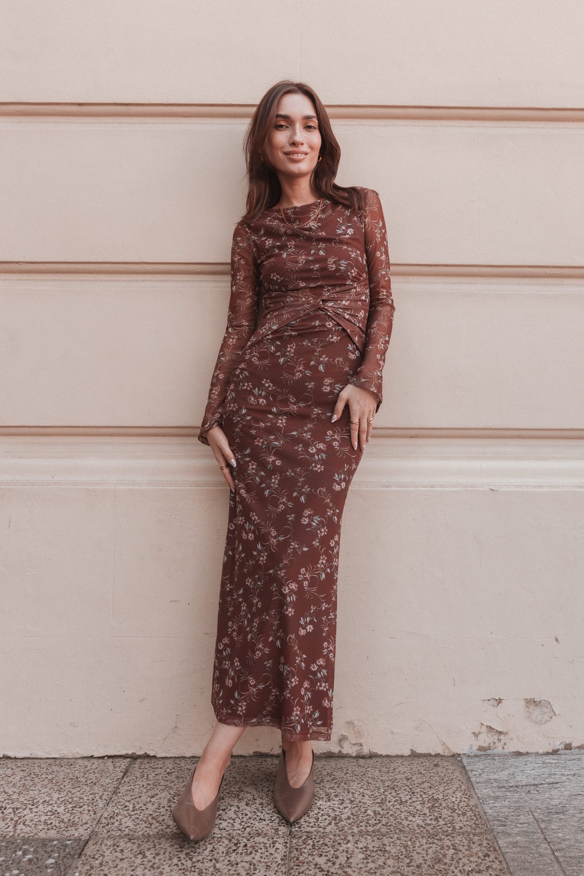 DRESSES Nash Long Sleeve Dress - Rust Floral