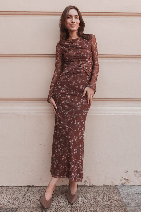 DRESSES Nash Long Sleeve Dress - Rust Floral