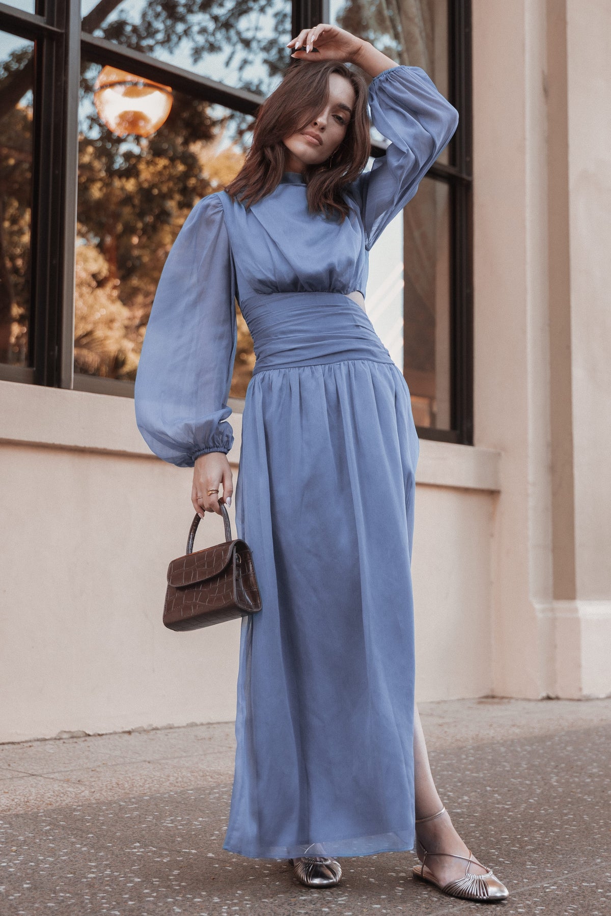 DRESSES Neveah Long Sleeve Maxi Dress - Dusty Blue