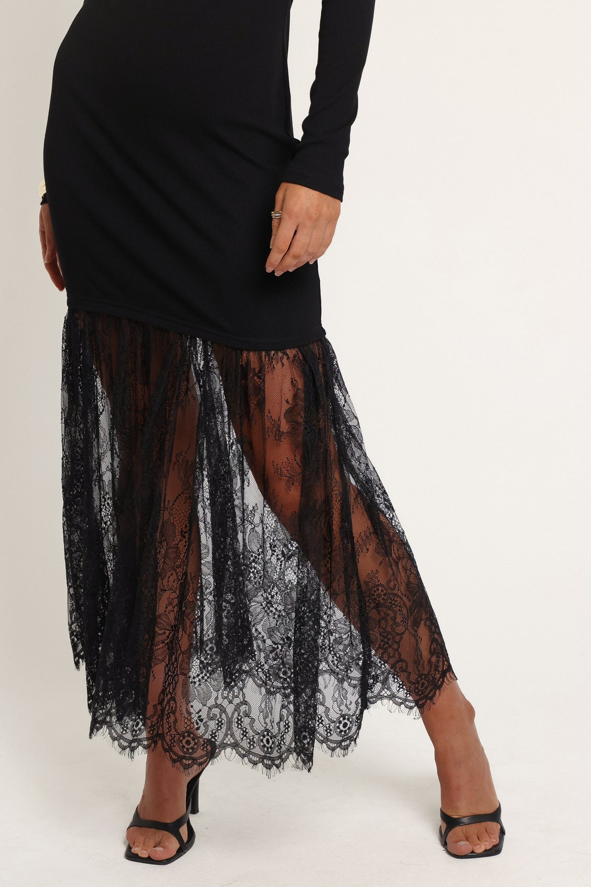 DRESSES Noelani Lace Sweater Maxi Dress - Black