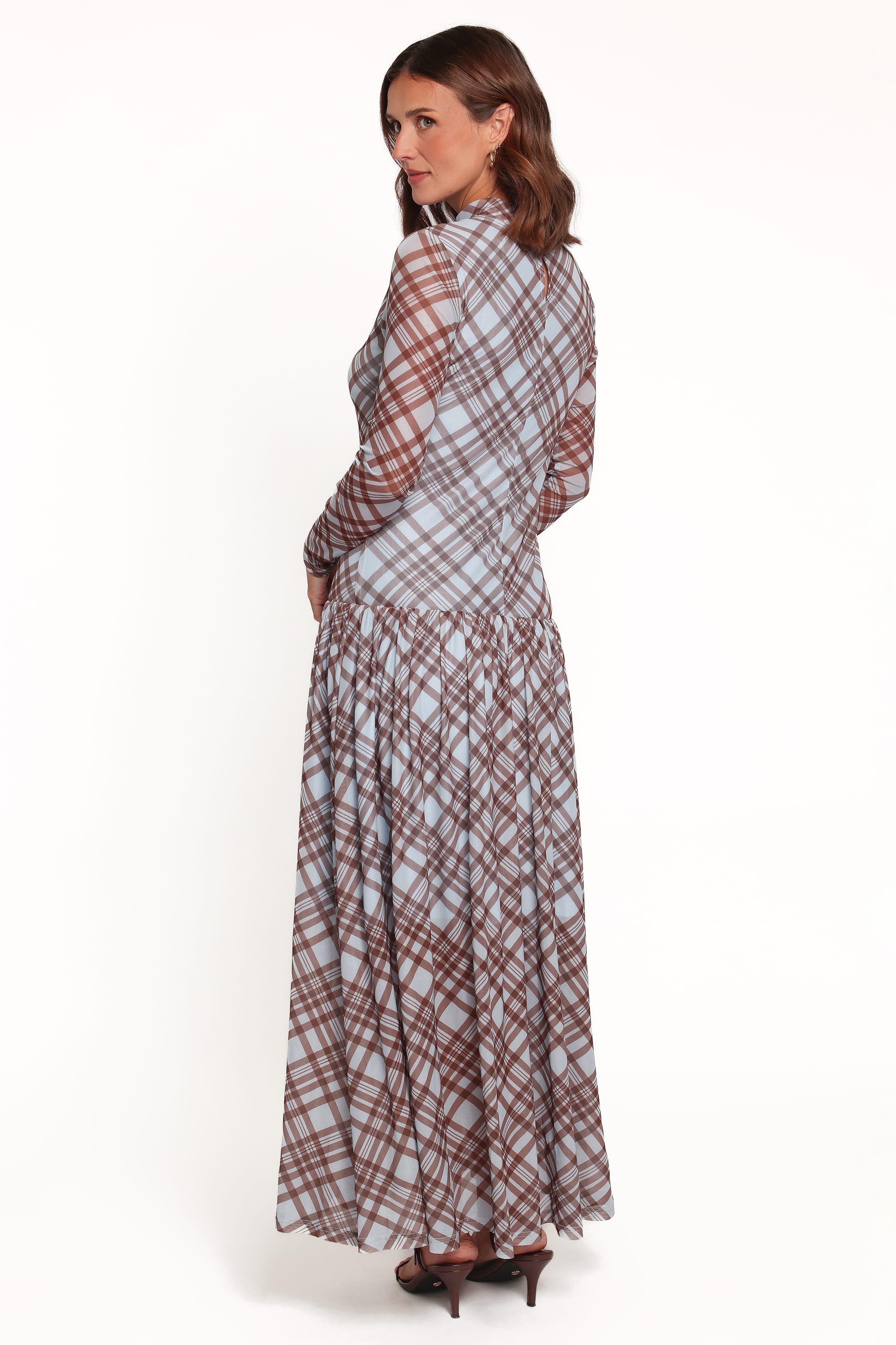 DRESSES Odilia Long Sleeve Mesh Maxi Dress - Blue Plaid