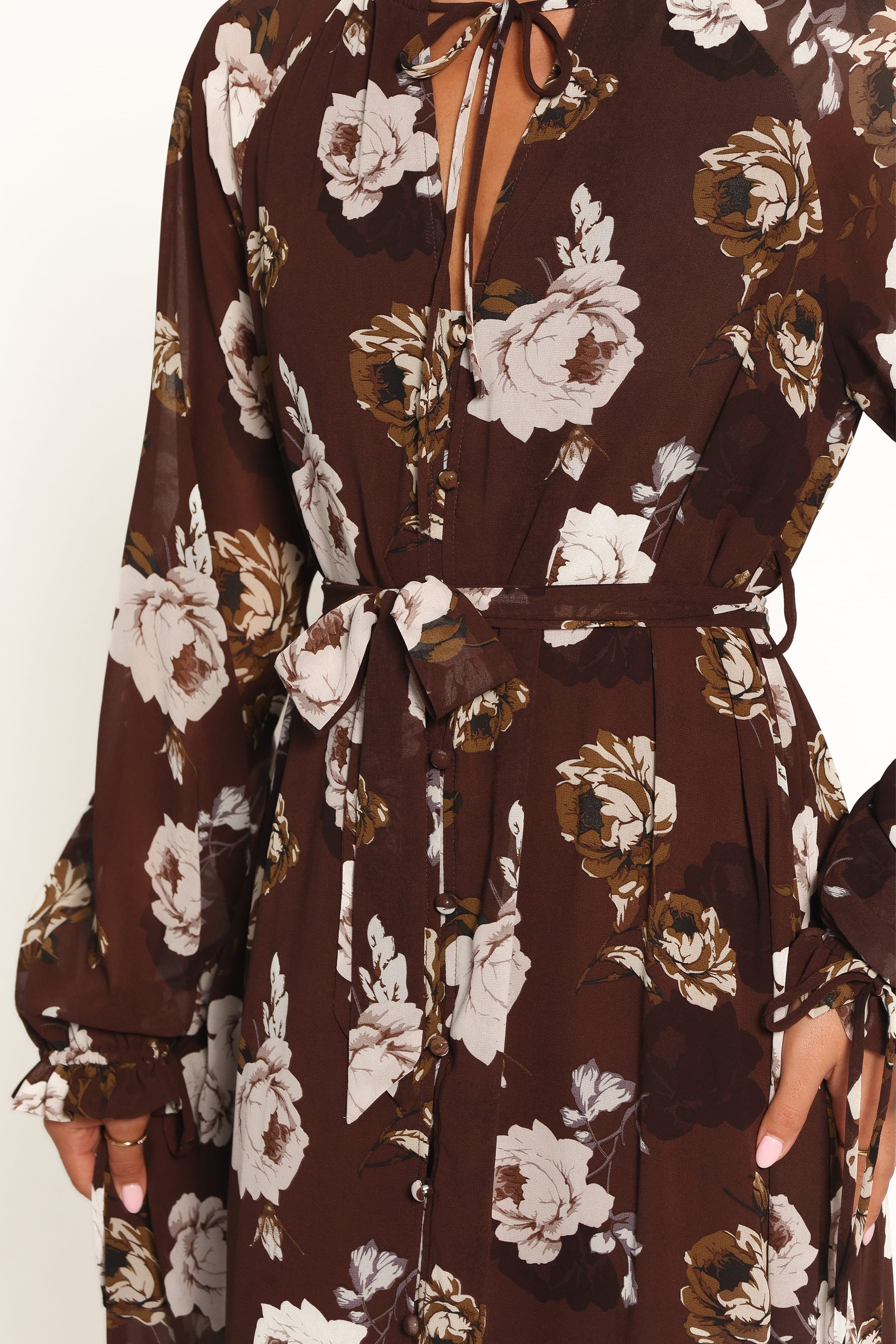DRESSES Rhonda Long Sleeve Maxi Dress - Brown Floral
