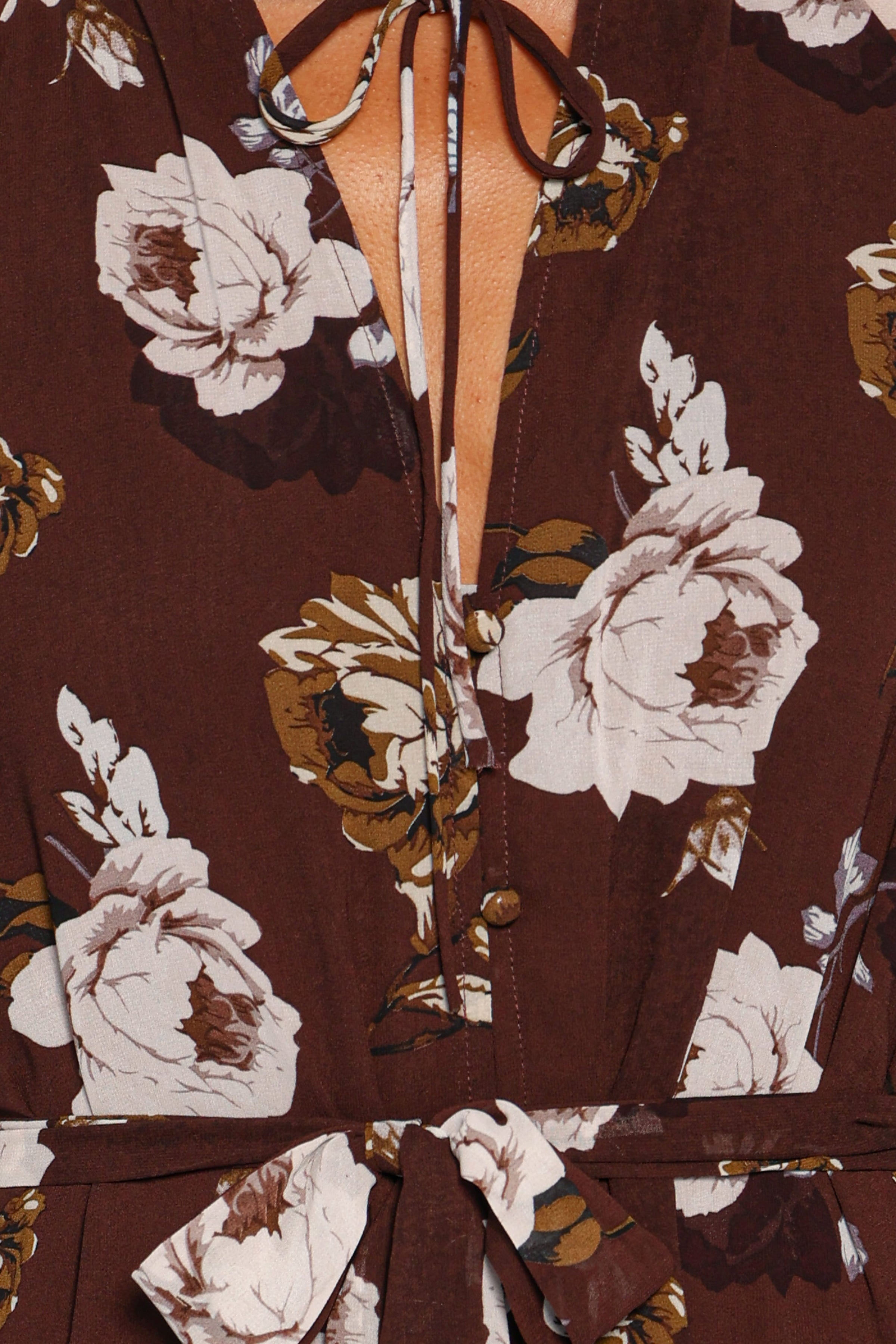 DRESSES Rhonda Long Sleeve Maxi Dress - Brown Floral