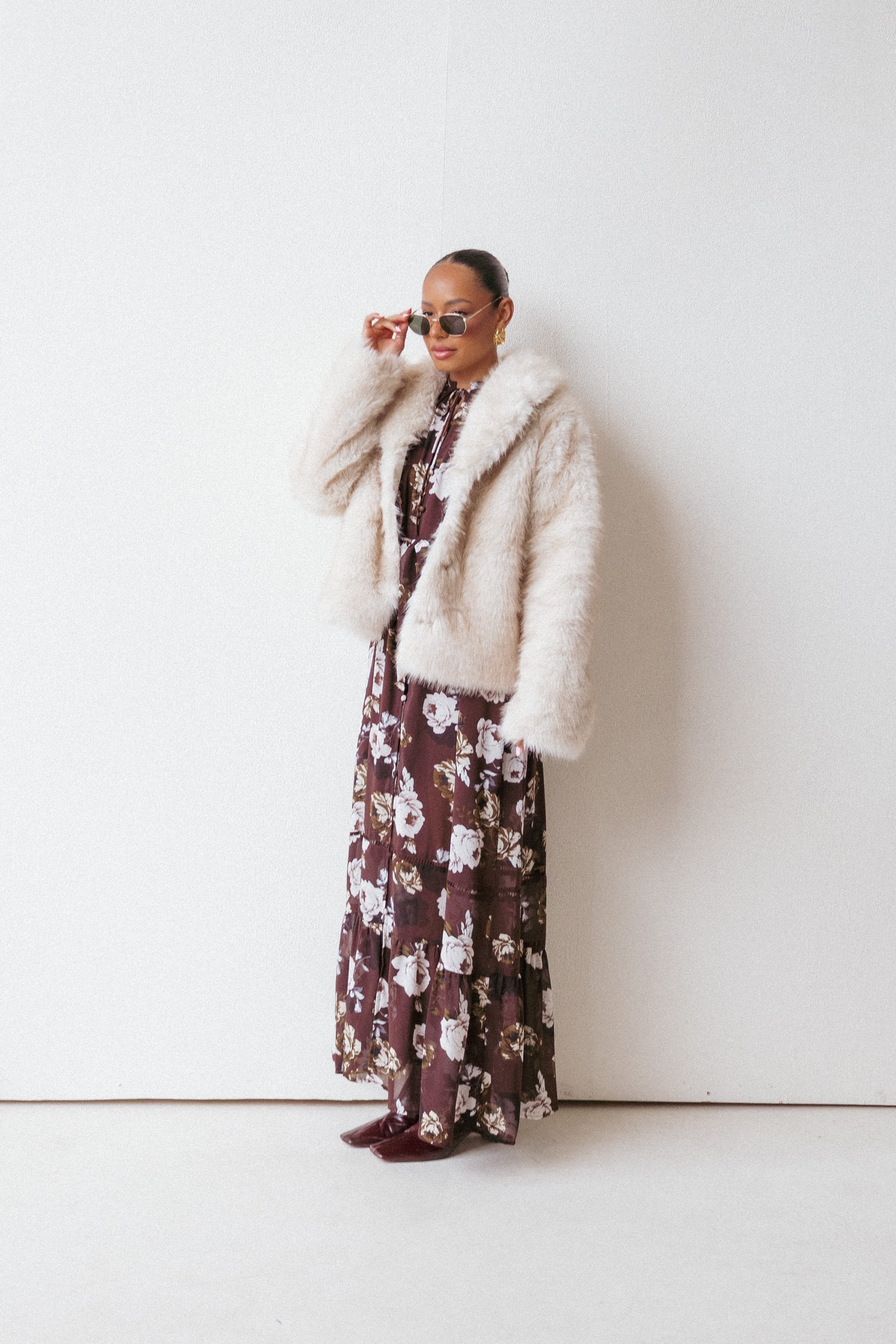 DRESSES Rhonda Long Sleeve Maxi Dress - Brown Floral