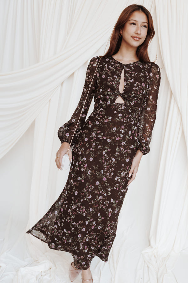 DRESSES Rosalyn Maxi Dress - Brown Lilac Floral