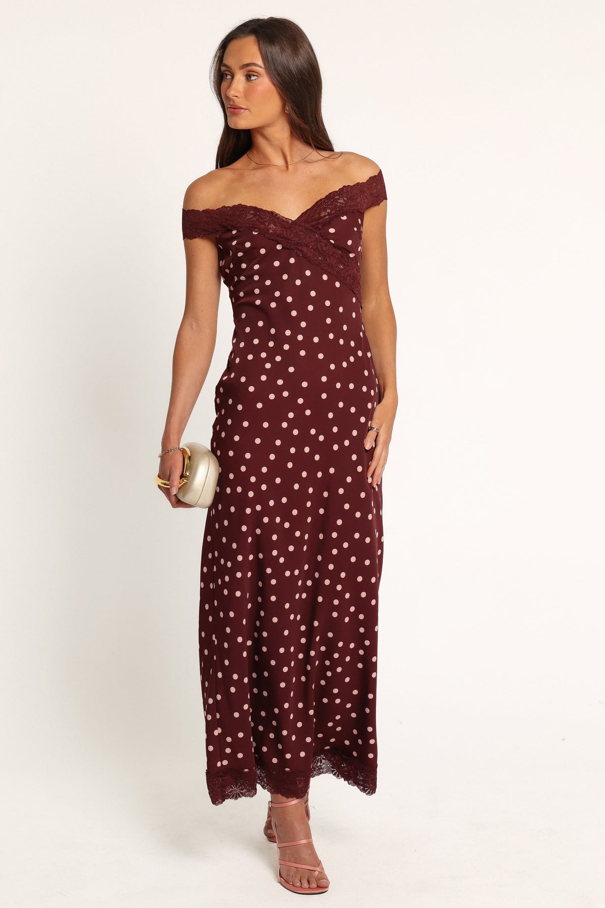 DRESSES Roselia Off Shoulder Maxi Dress - Cherry Polka Dot