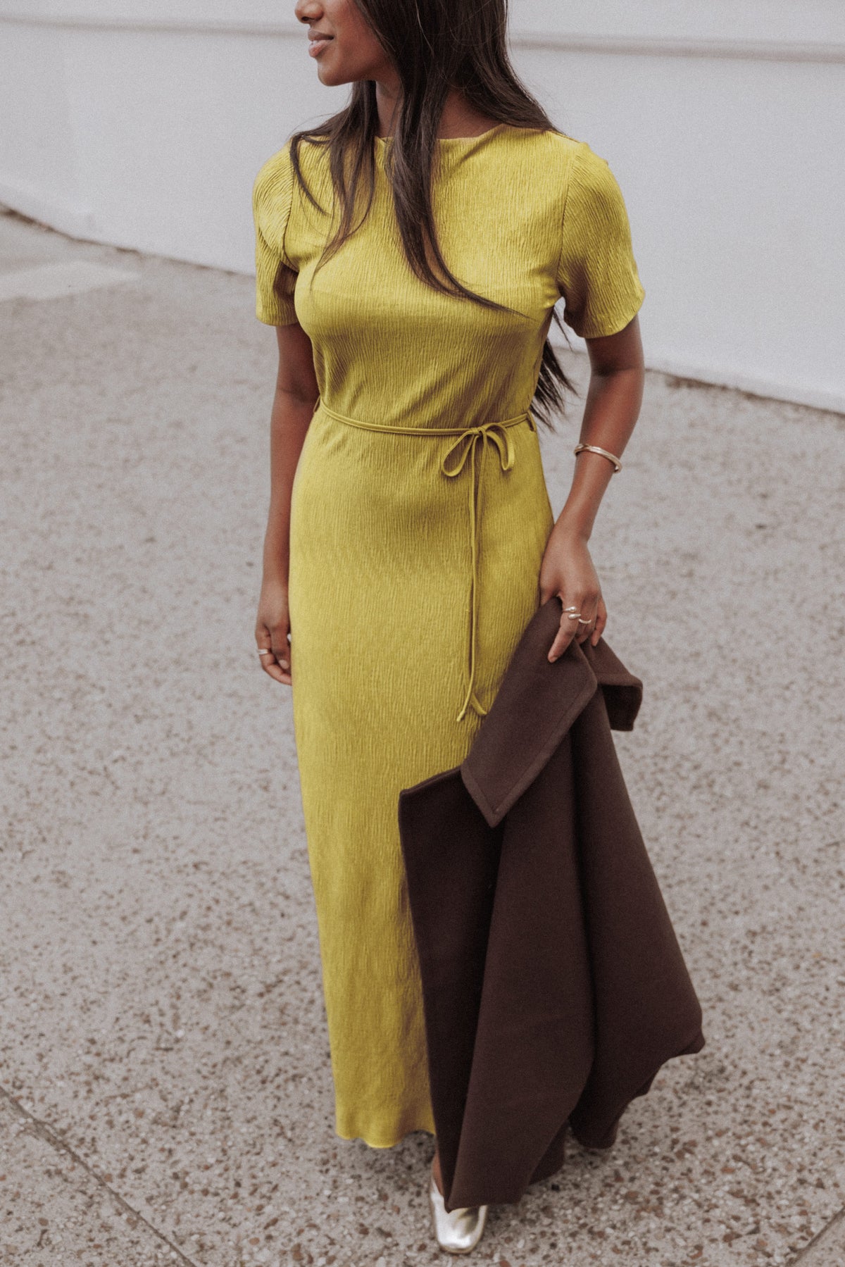DRESSES Samantha Plisse Maxi Dress - Burnished Gold