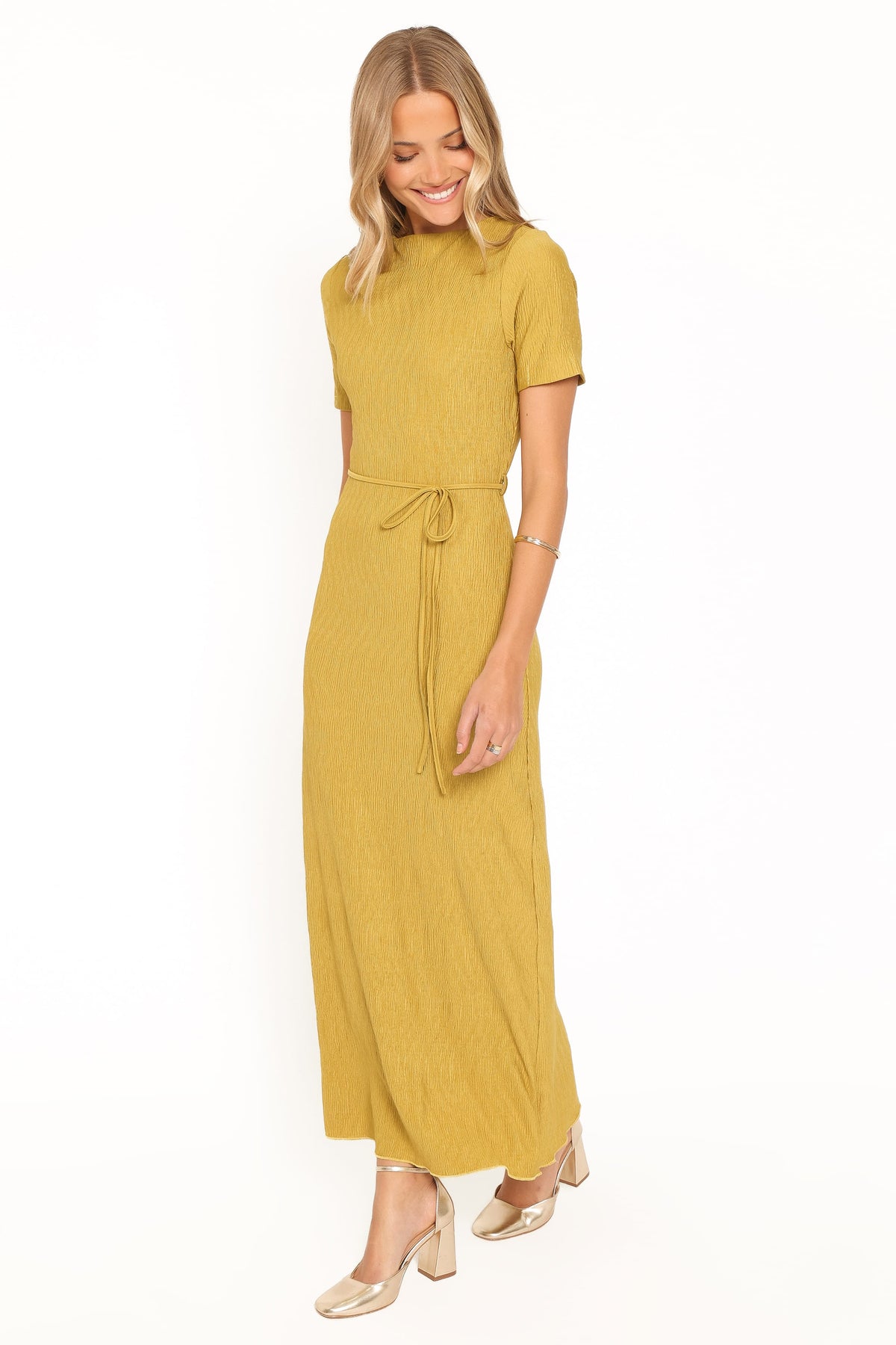 DRESSES Samantha Plisse Maxi Dress - Burnished Gold