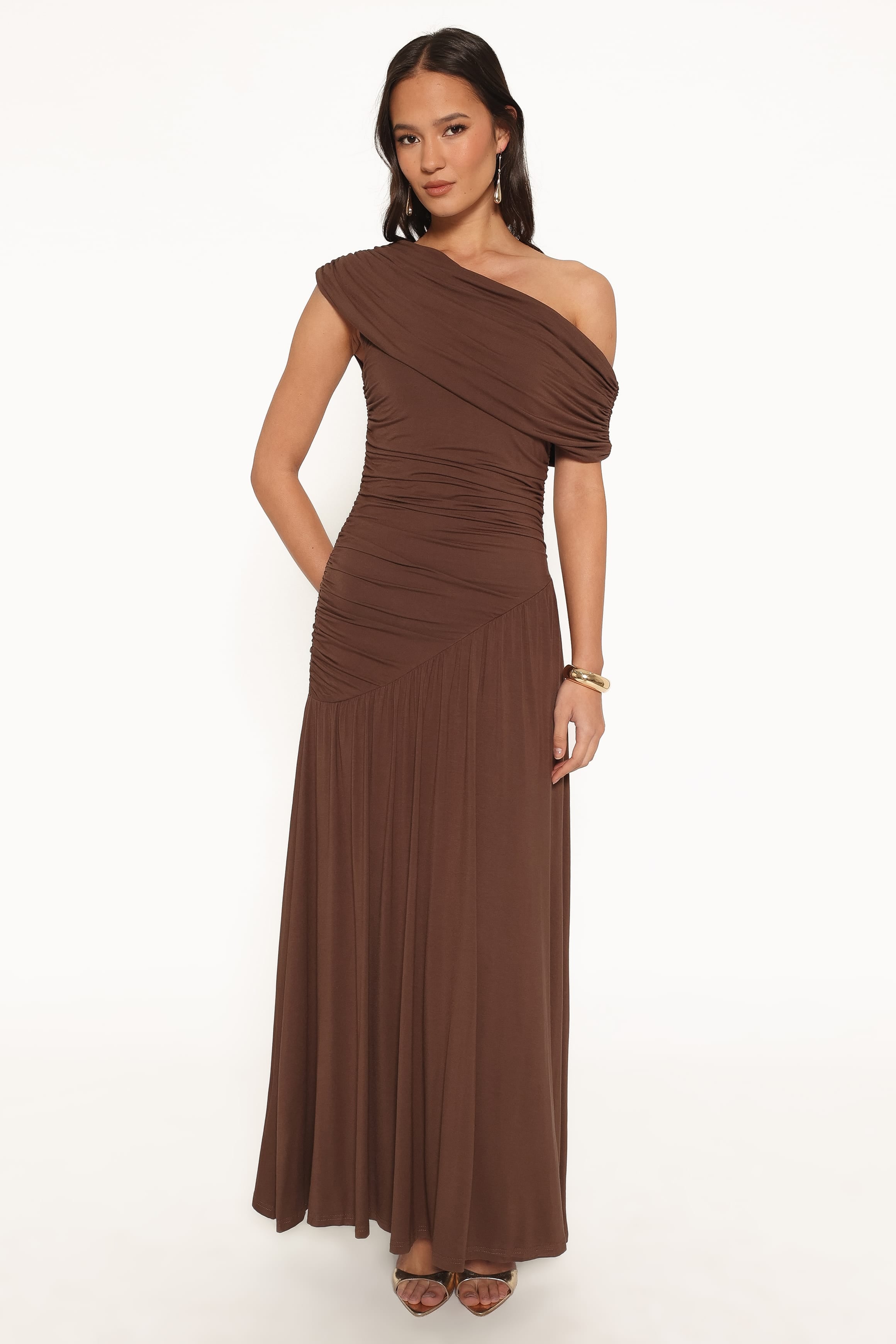 DRESSES Sharmay Off Shoulder Maxi Dress - Brown