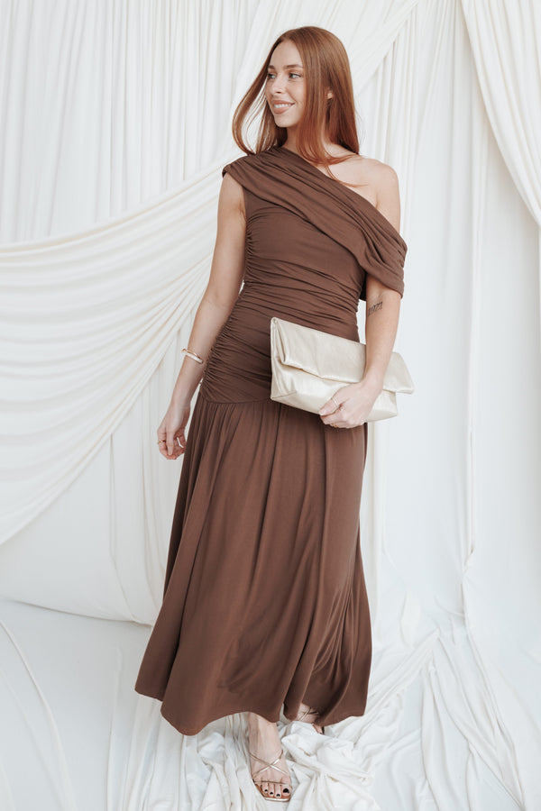 DRESSES Sharmay Off Shoulder Maxi Dress - Brown