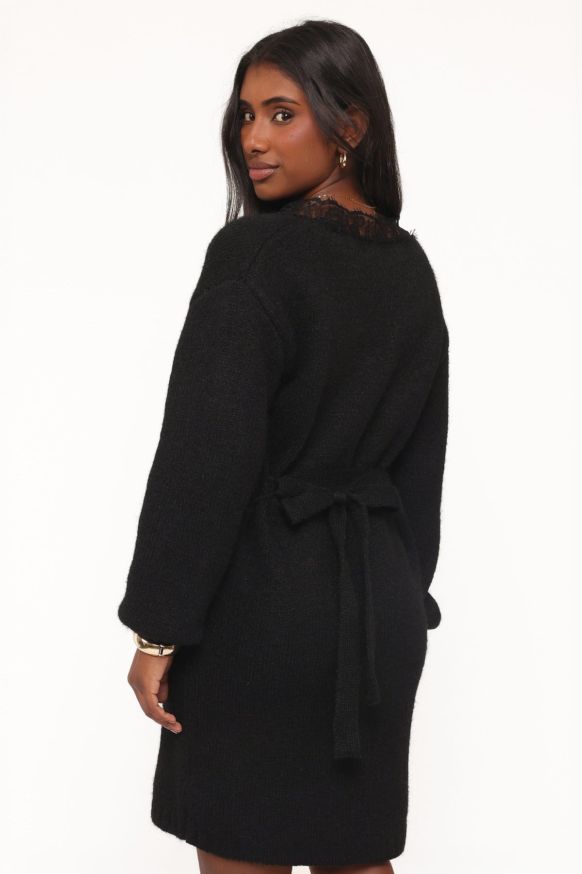 DRESSES Sharona Lace Trim Knit Mini Dress - Black