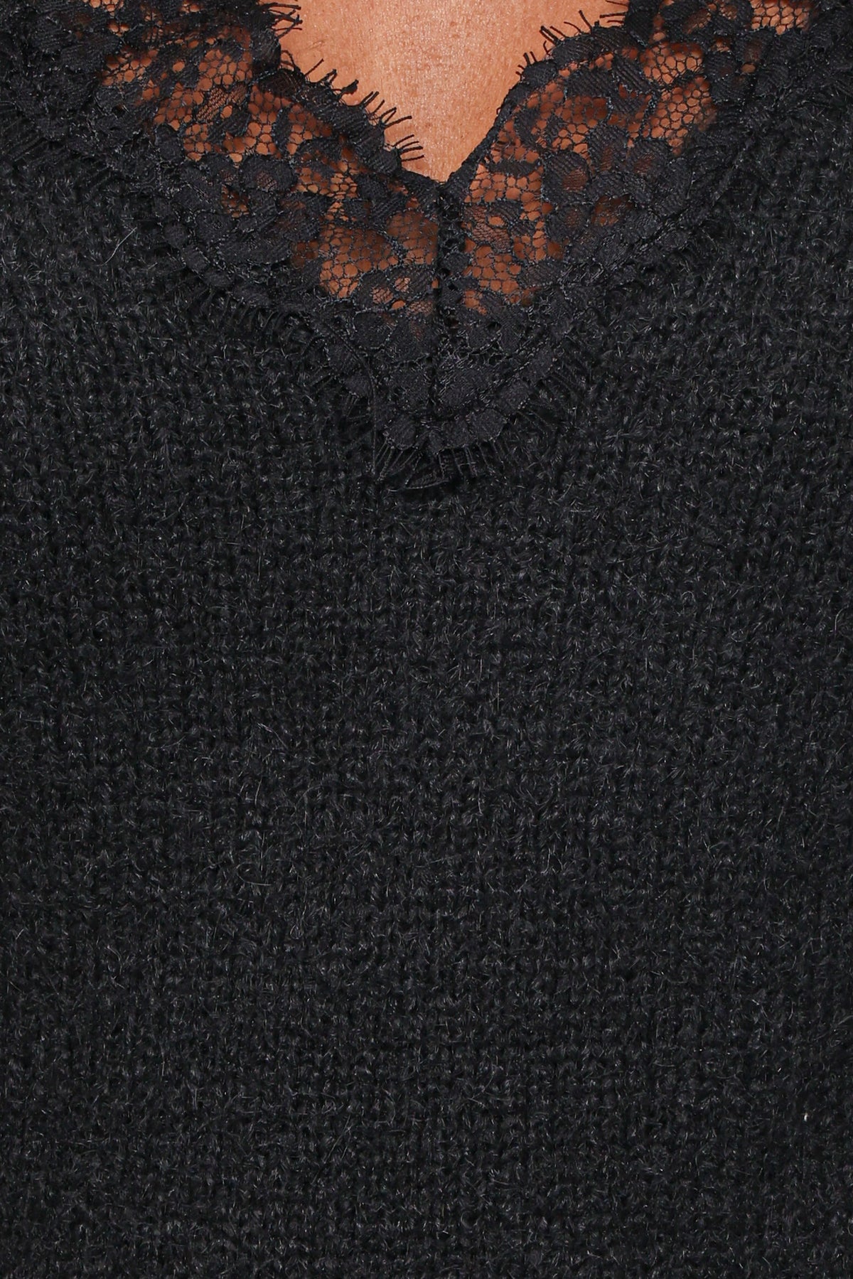 DRESSES Sharona Lace Trim Knit Mini Dress - Black