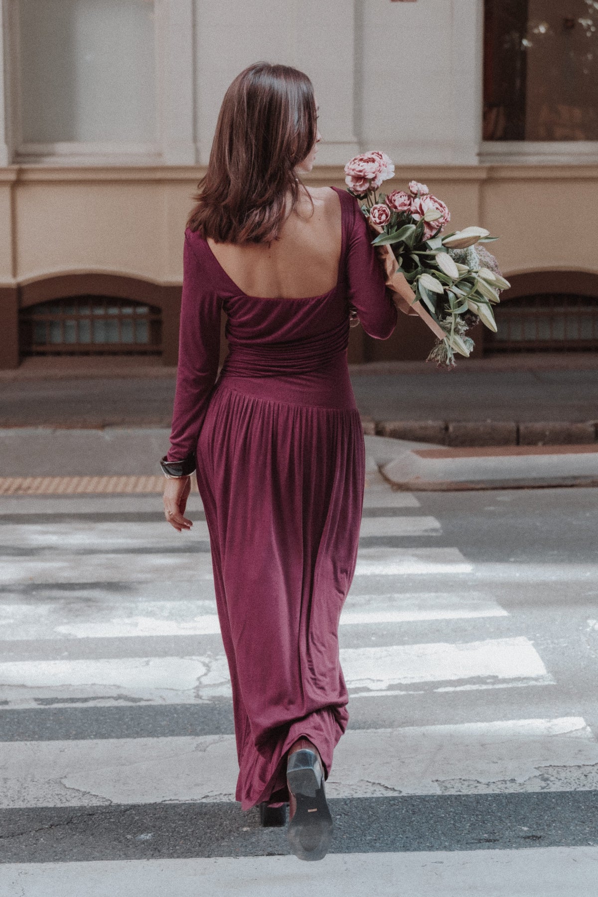 DRESSES Shirley Long Sleeve Maxi Dress - Burgundy