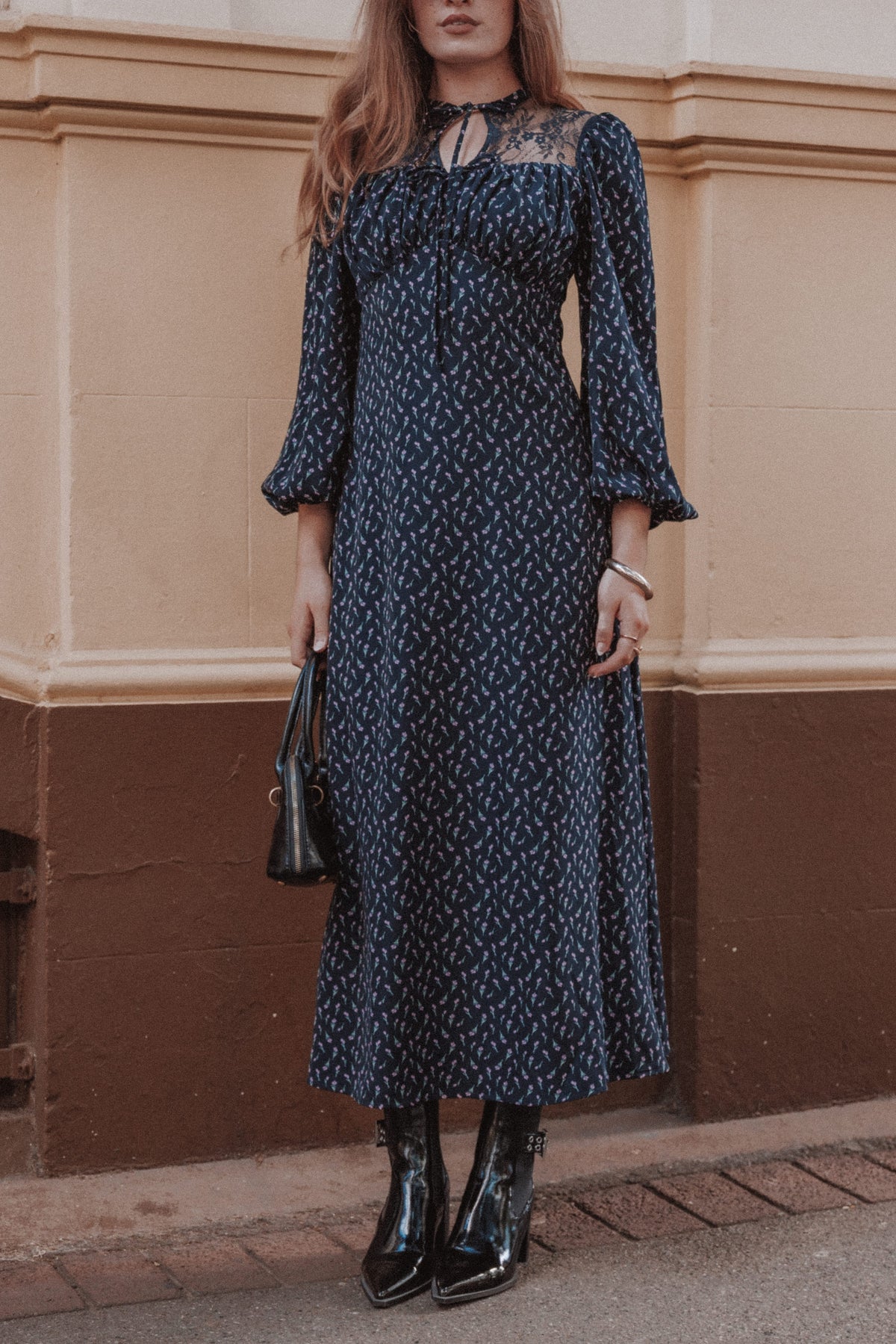 DRESSES Tillie Long Sleeve Maxi Dress - Navy Tulip Floral