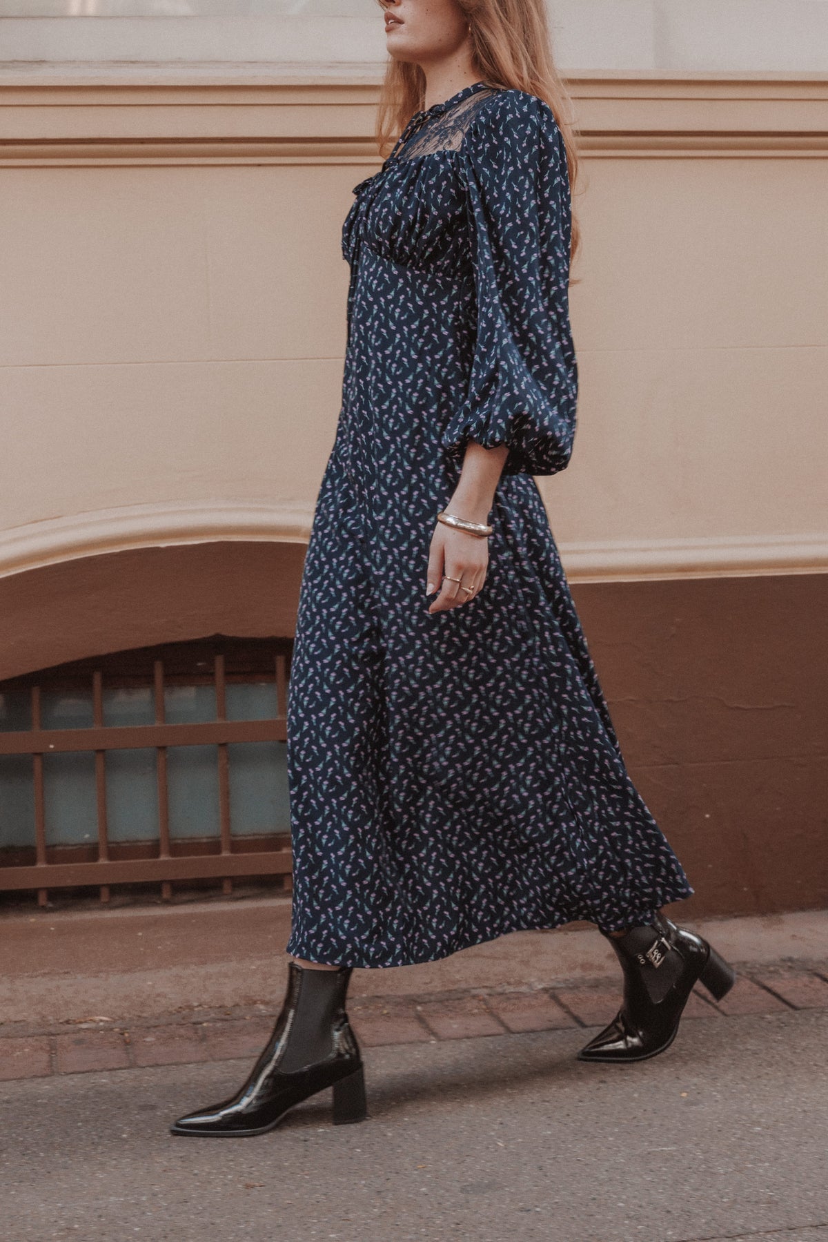 DRESSES Tillie Long Sleeve Maxi Dress - Navy Tulip Floral