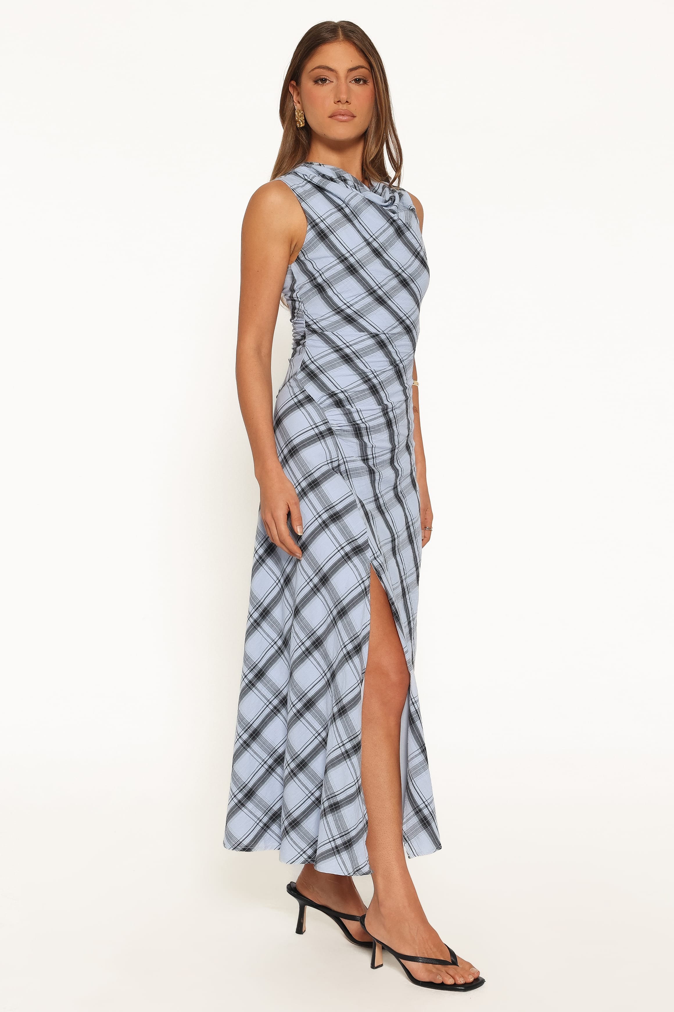 DRESSES West Midi Dress - Icy Blue Plaid