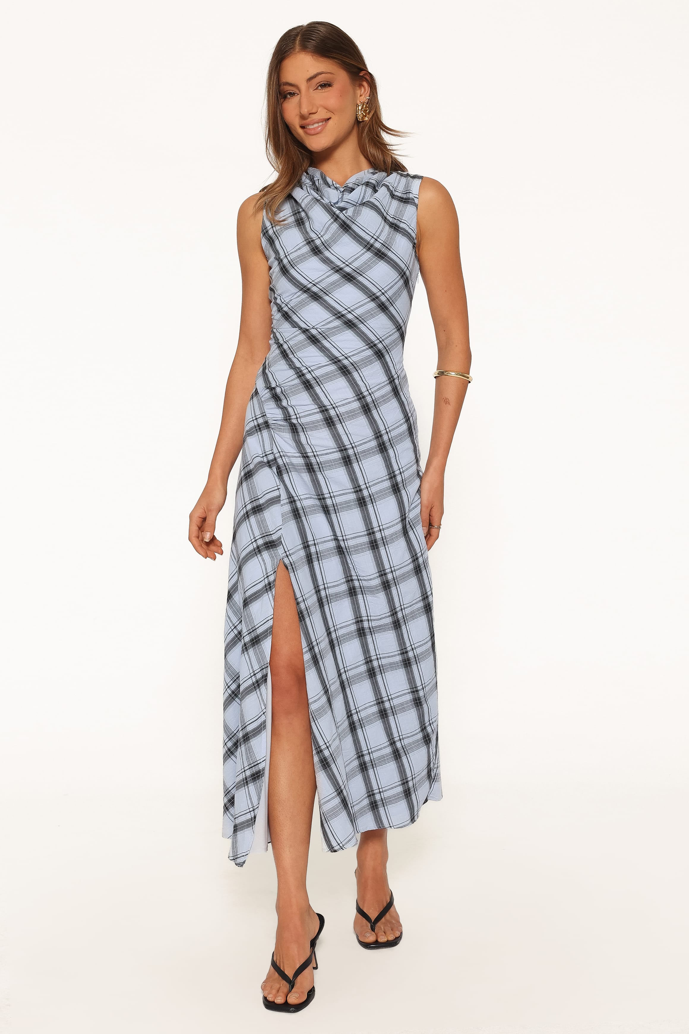 DRESSES West Midi Dress - Icy Blue Plaid