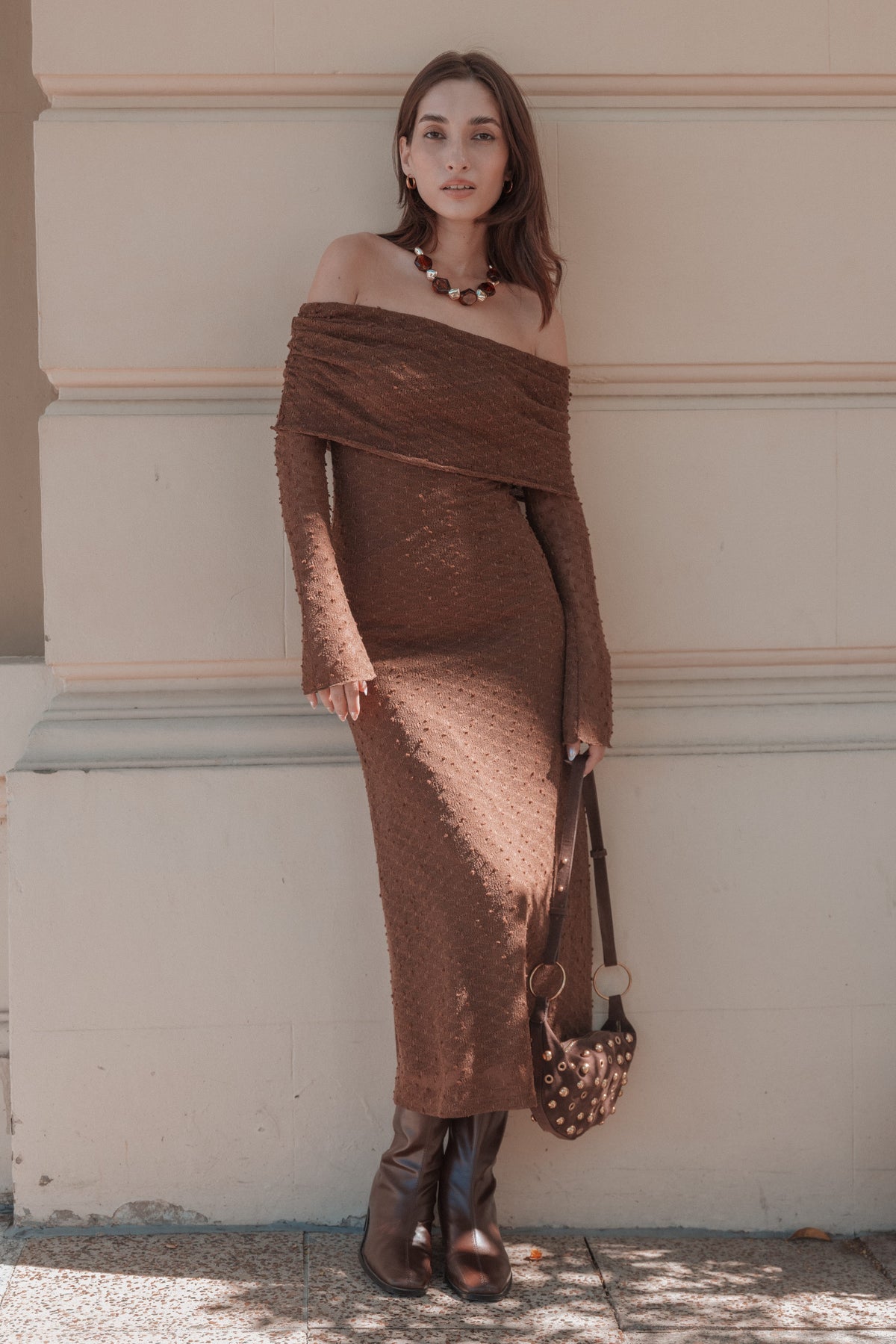 DRESSES Wilma Off Shoulder Dress - Brown