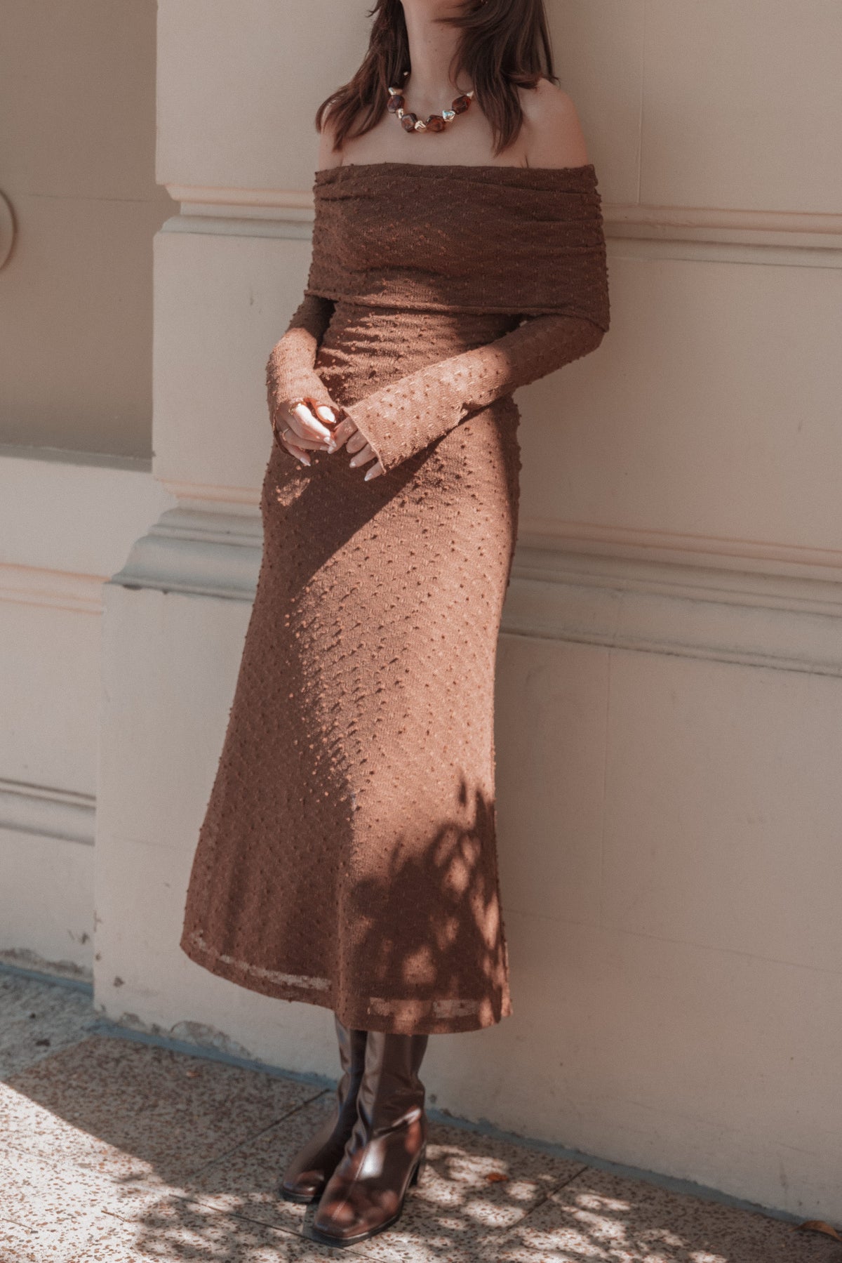 DRESSES Wilma Off Shoulder Dress - Brown