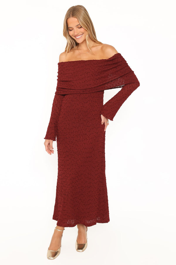 DRESSES Wilma Off Shoulder Dress - Burgundy