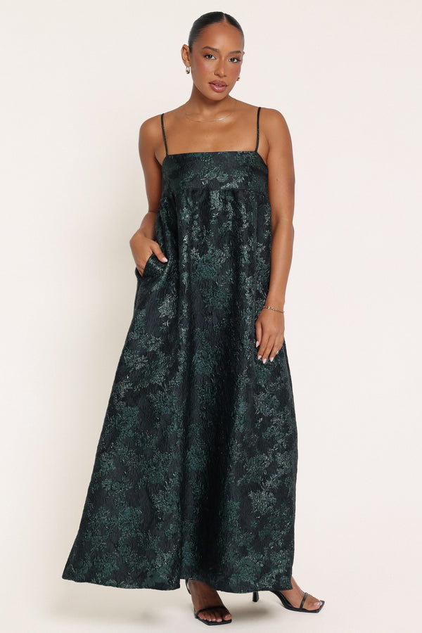 DRESSES Yasmine Maxi Dress - Green Brocade