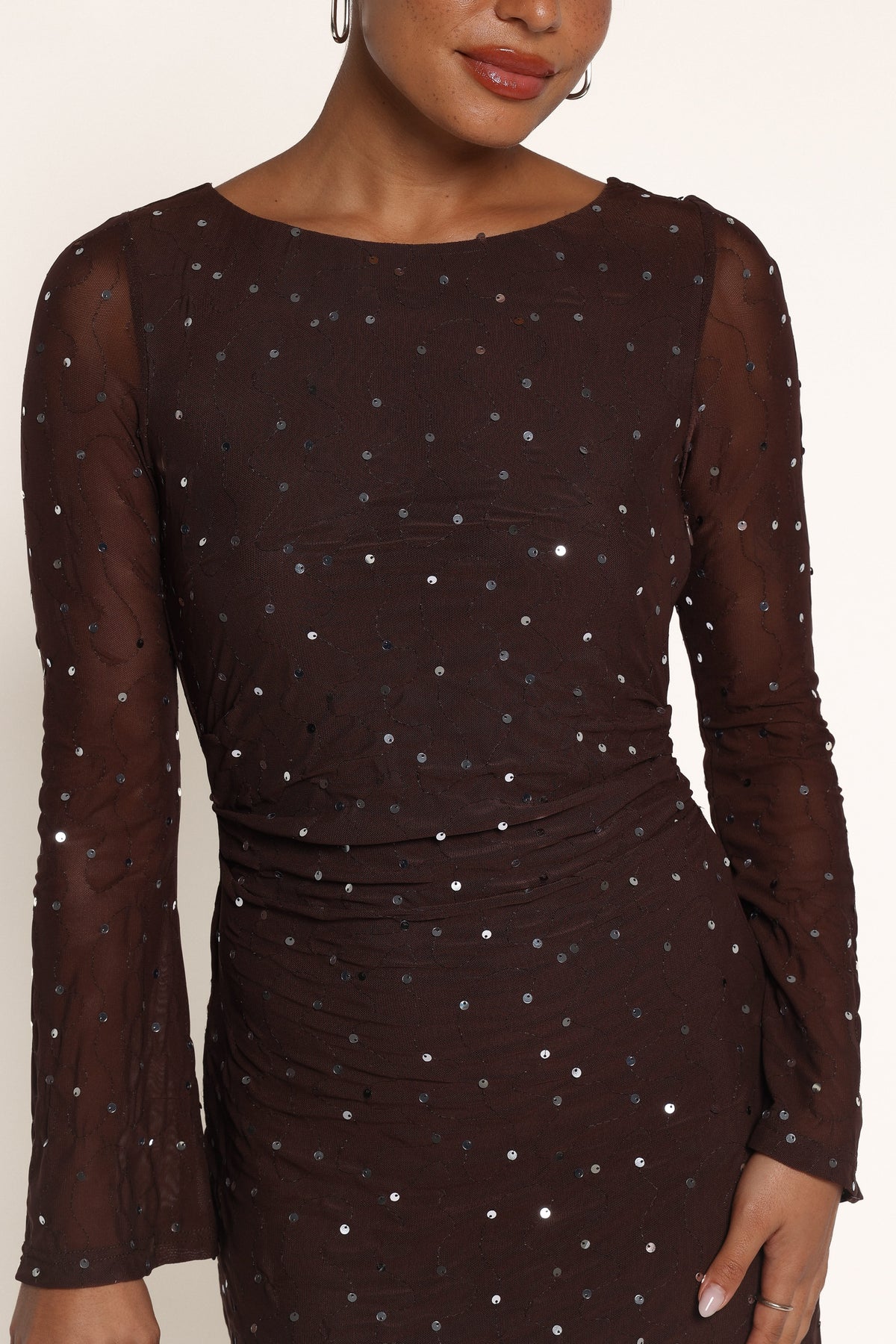 DRESSES Zarni Mini Dress - Brown Sequin