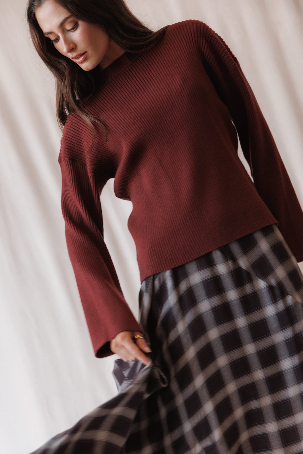 KNITWEAR Bellindah Ribbed Sweater - Burgundy