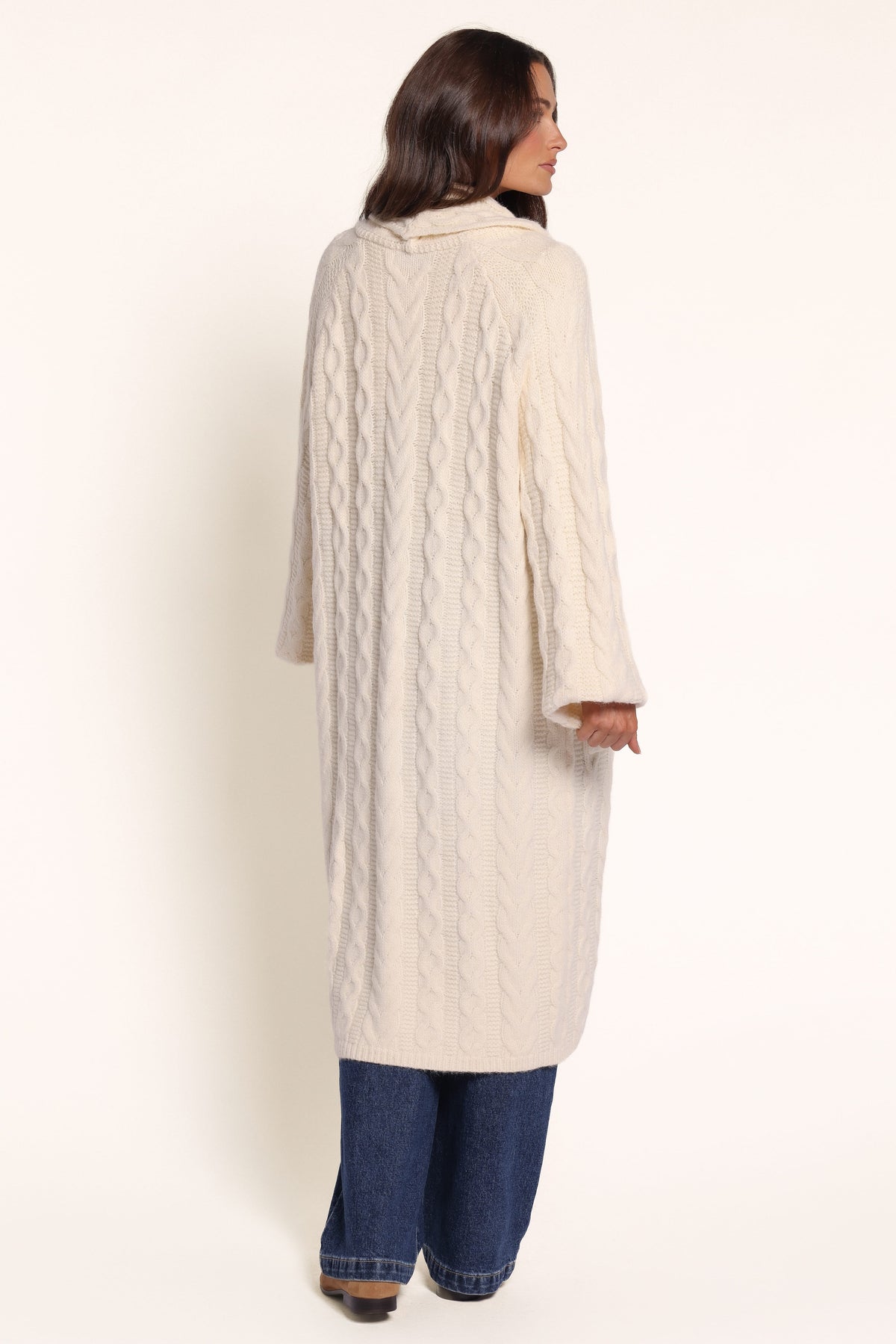 KNITWEAR Bowen Long Cable Cardigan - Cream