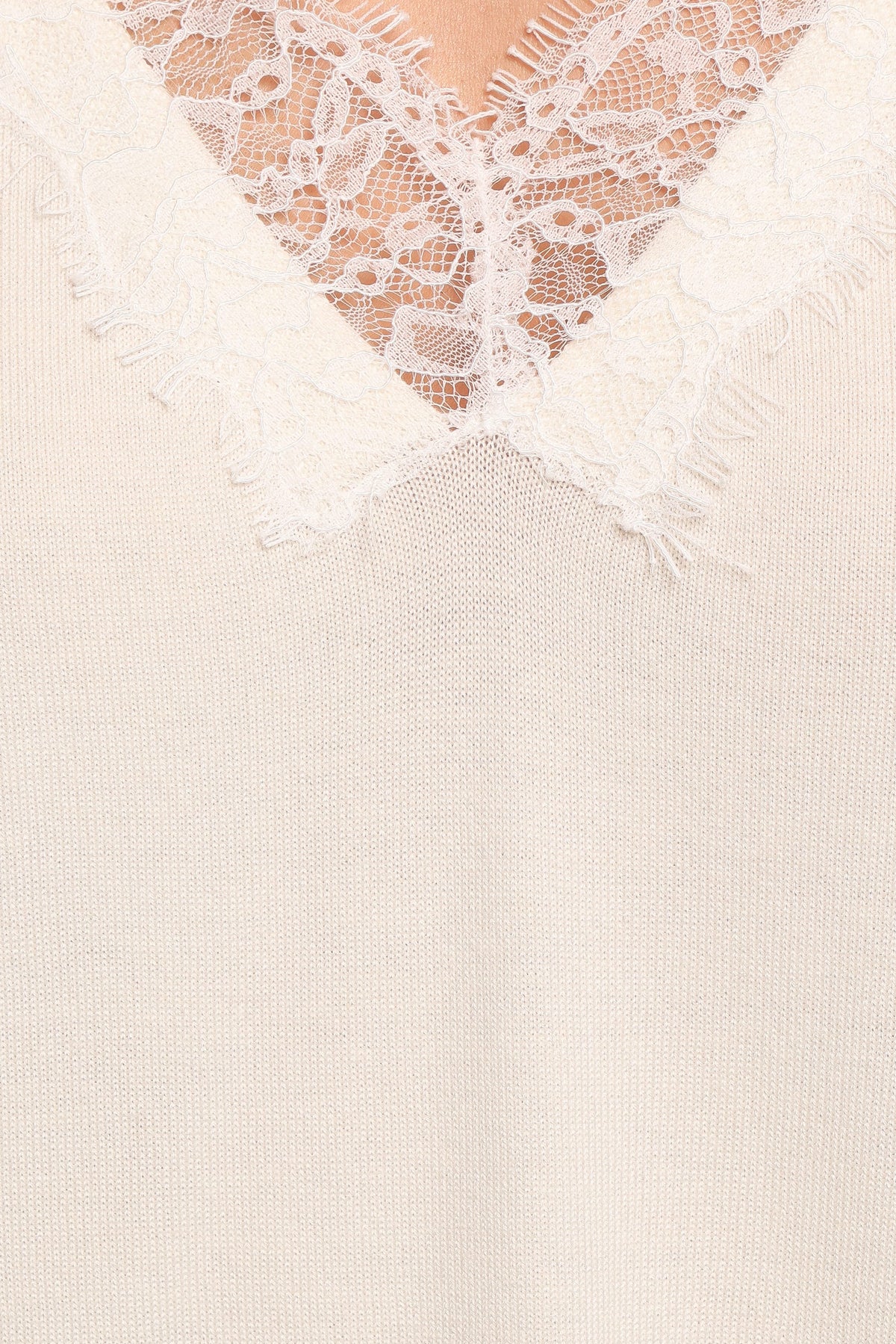 KNITWEAR Brookes Lace Vneck Sweater - Ivory