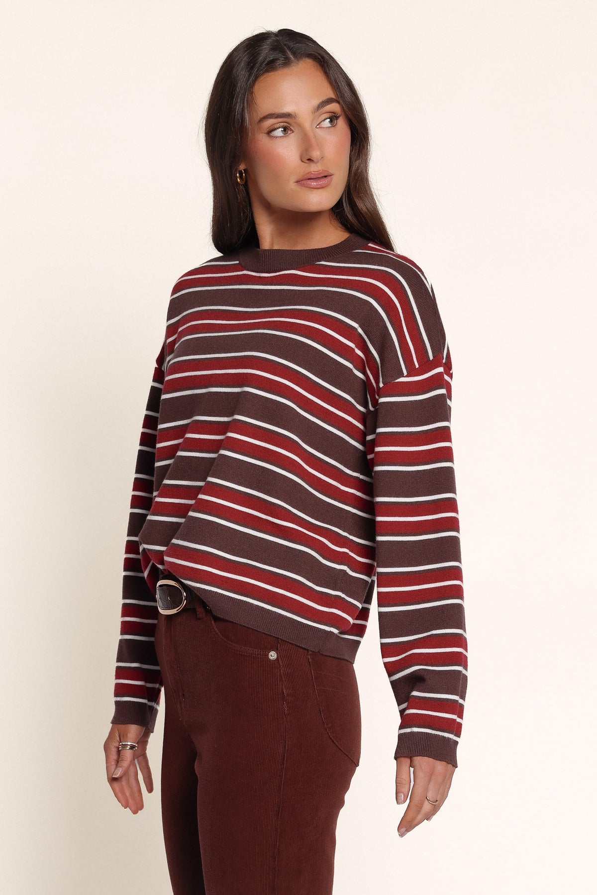 KNITWEAR Cendra Sweater - Red Brown Stripe