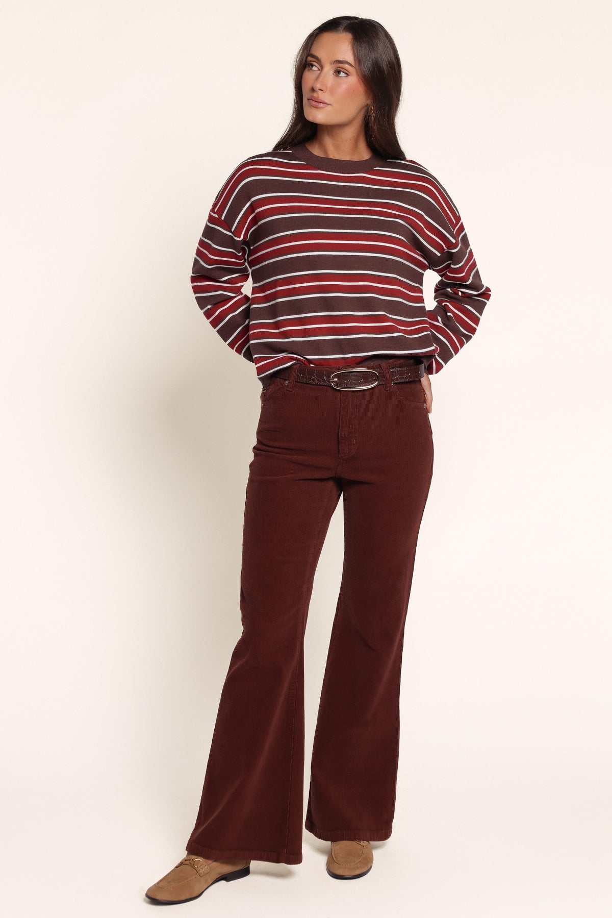 KNITWEAR Cendra Sweater - Red Brown Stripe