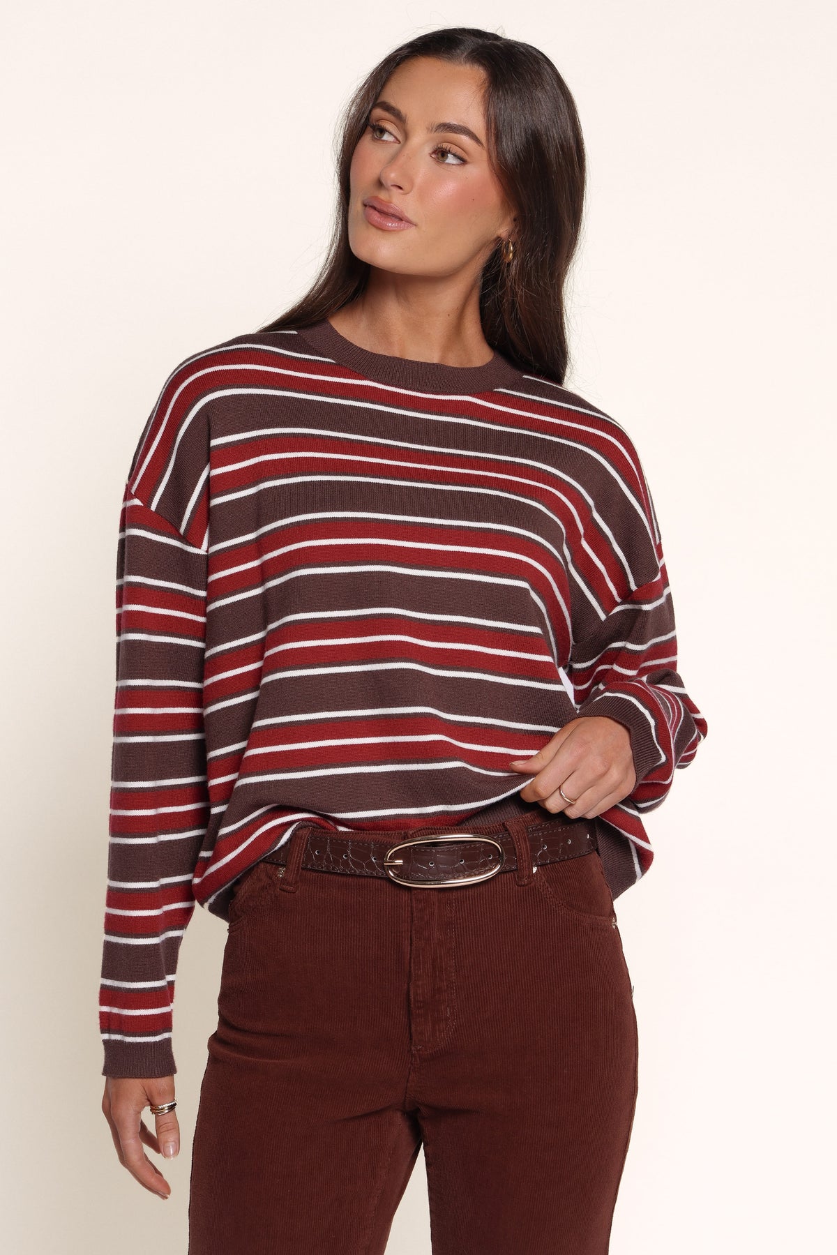 KNITWEAR Cendra Sweater - Red Brown Stripe