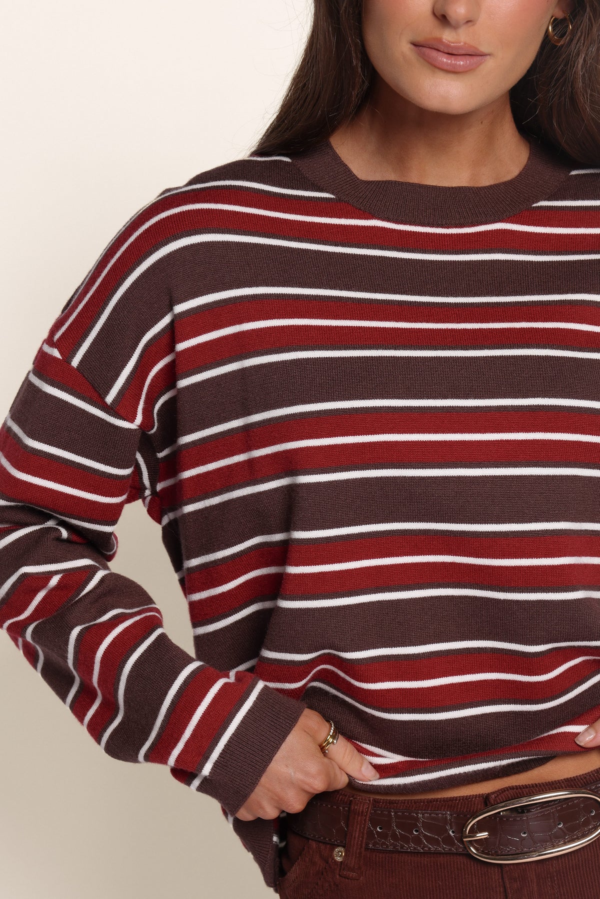 KNITWEAR Cendra Sweater - Red Brown Stripe