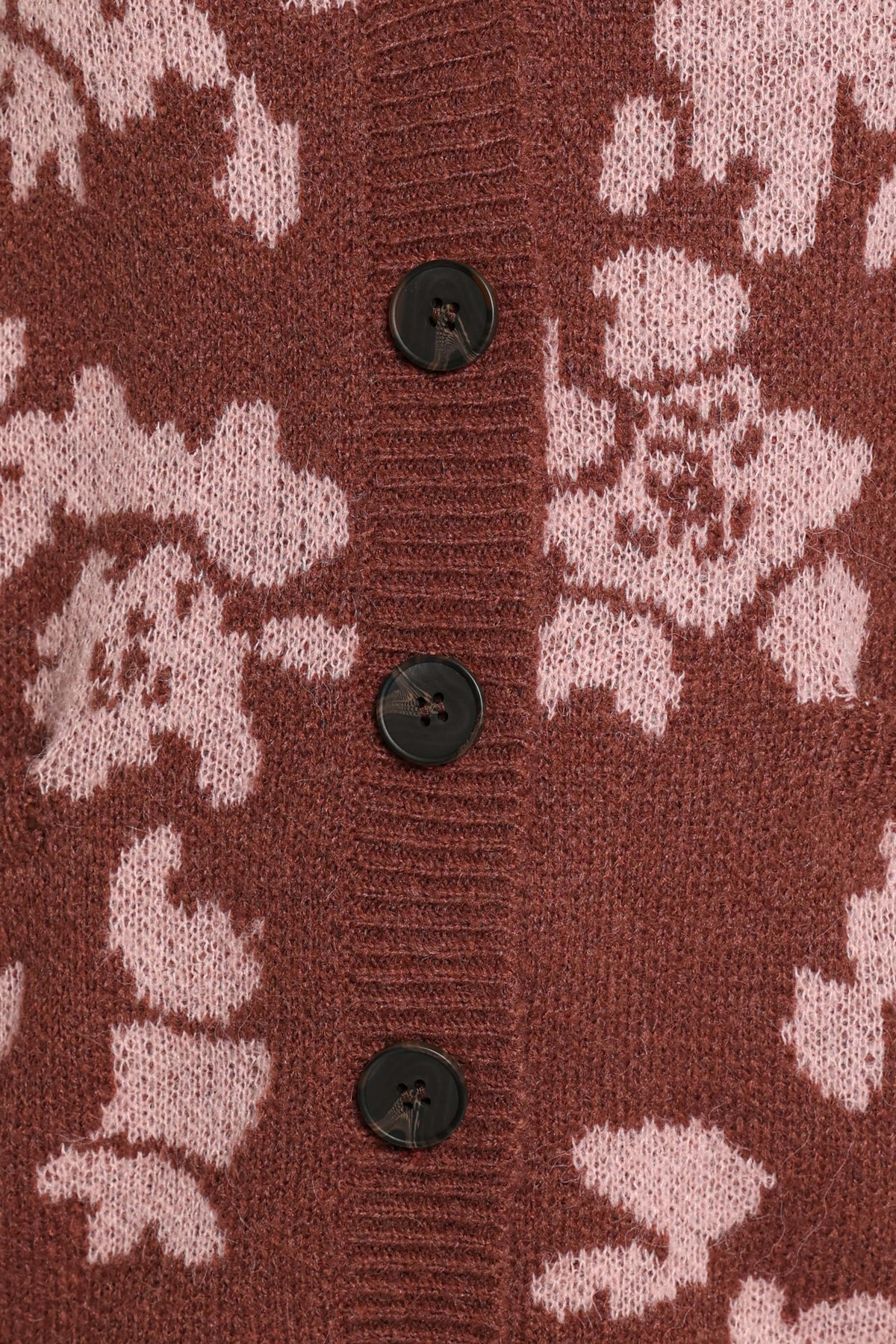 KNITWEAR Dayton Oversized Cardigan - Brown Pink Floral